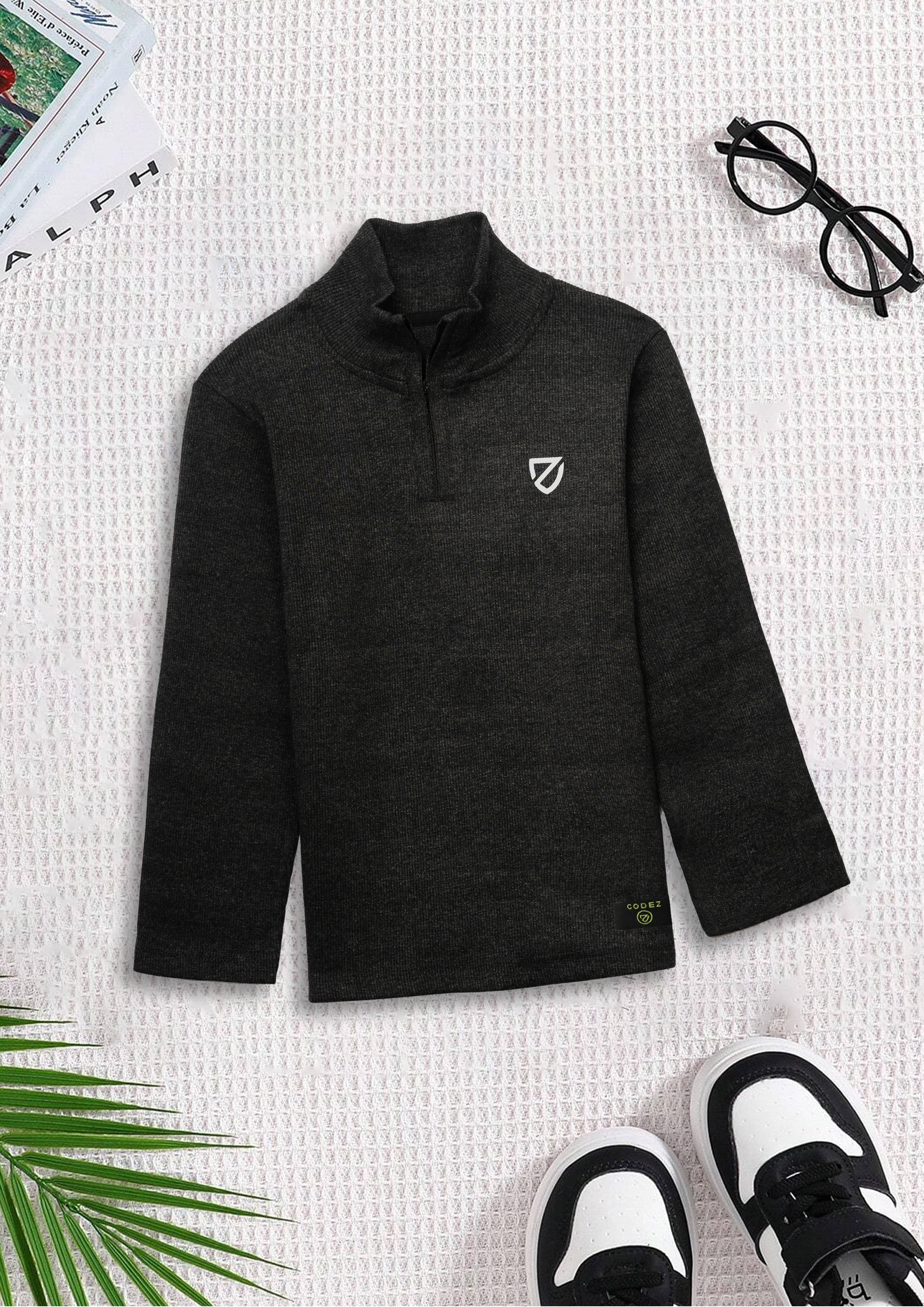     			CODEZ Pack of 1 Boys Cotton Blend Sweatshirt ( Charcoal )