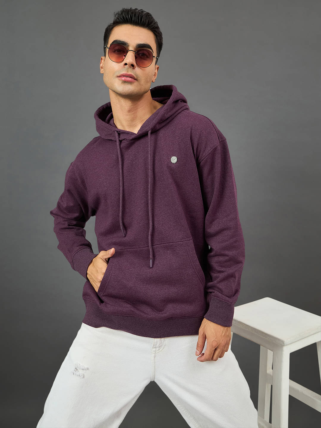     			Club York Fleece Hooded Men's Sweatshirt - Wine ( Pack of 1 )