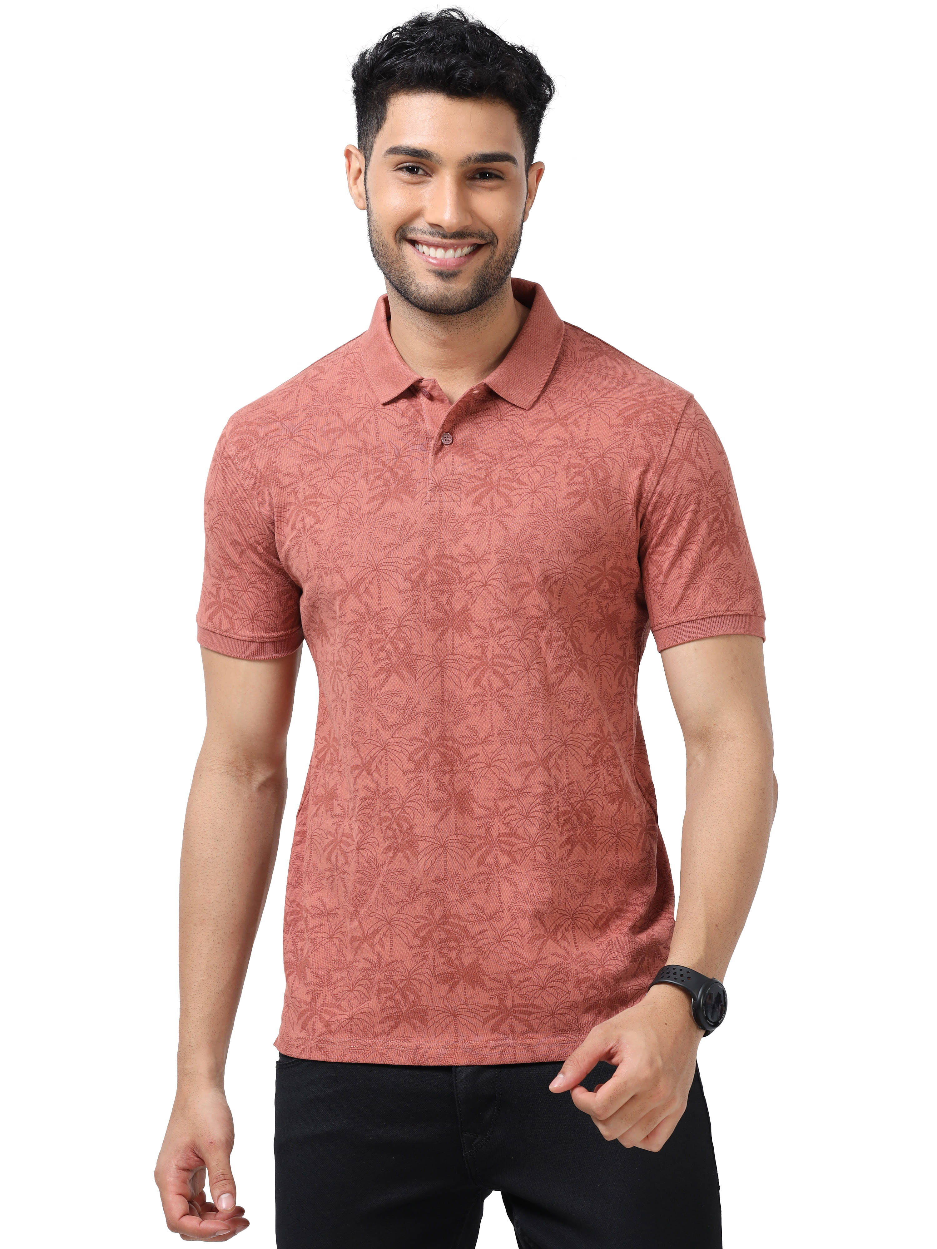 Cool Colors Pack of 1 Cotton Regular Fit Printed Half Sleeves Men's Polo T Shirt ( Rust ) Cool Colors Pack of 1 Cotton Regular Fit Printed Half Sleeves Men's Polo T Shirt ( Rust )