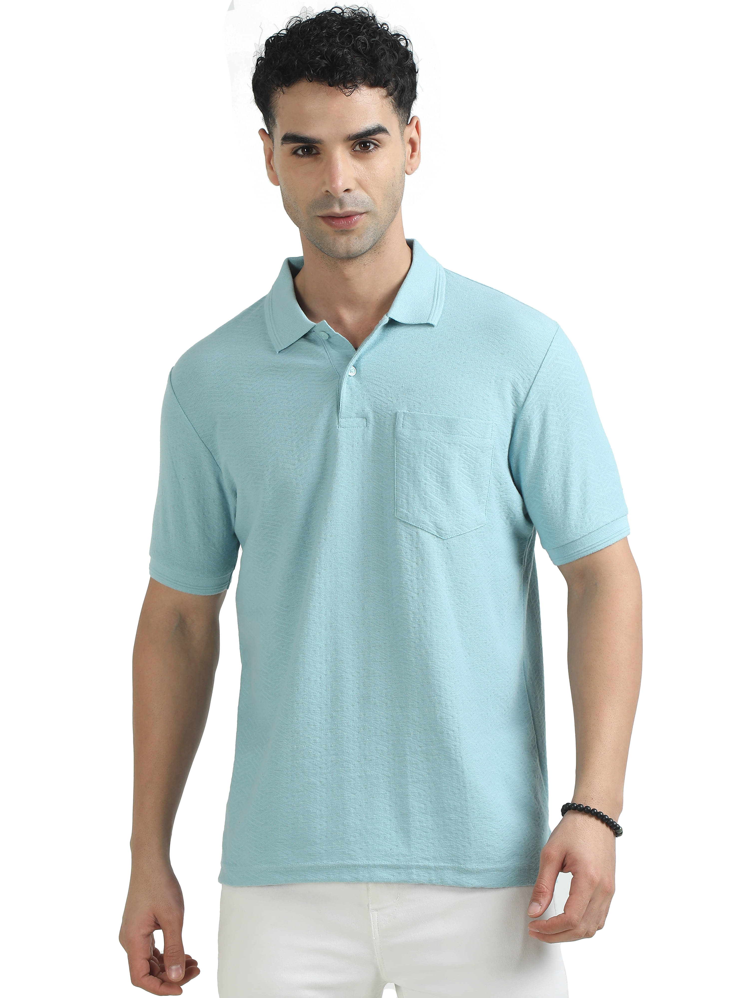 Cool Colors Pack of 1 Cotton Regular Fit Printed Half Sleeves Men's Polo T Shirt ( Sky Blue ) Cool Colors Pack of 1 Cotton Regular Fit Printed Half Sleeves Men's Polo T Shirt ( Sky Blue )