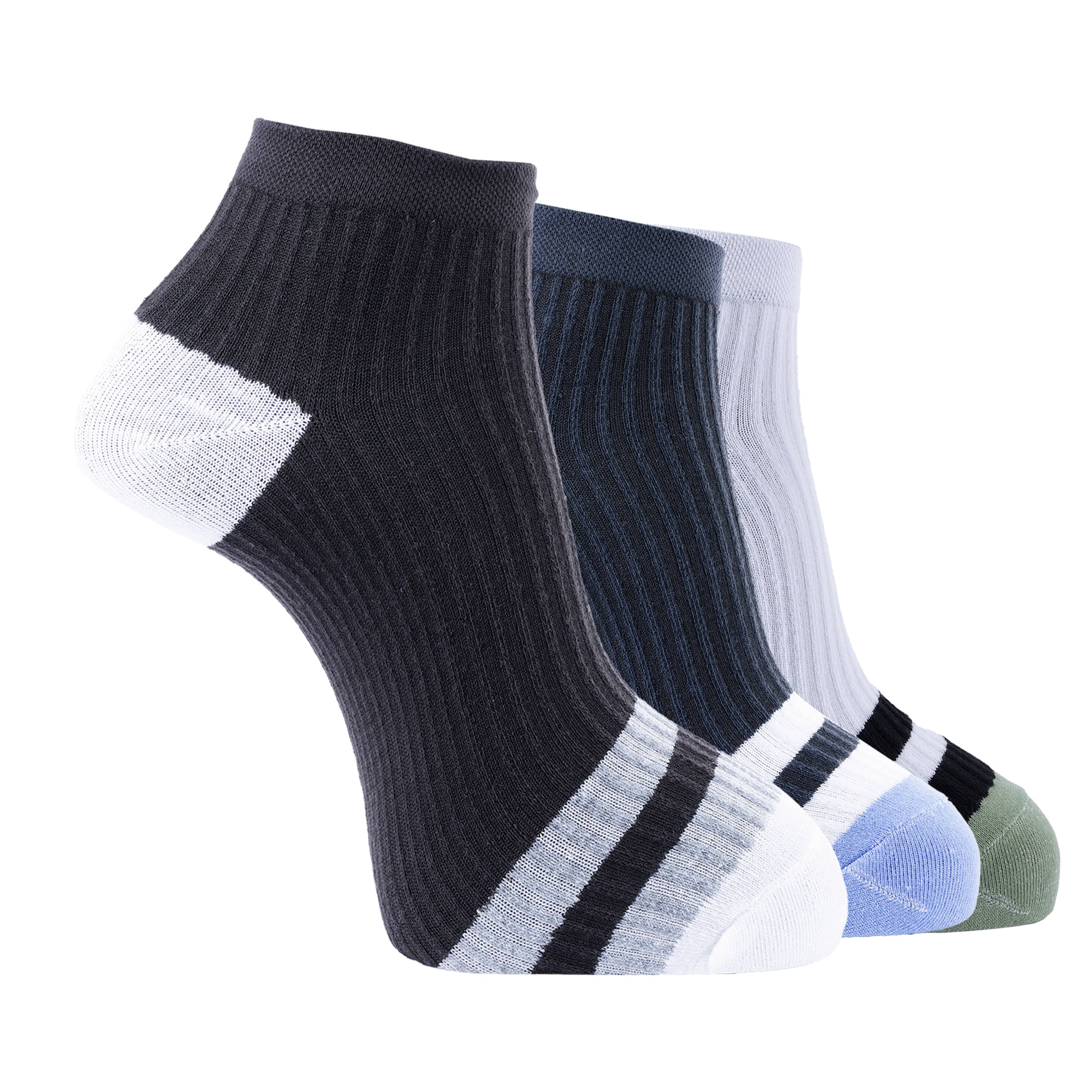 Dollar Pack of 3 Men's Cotton Blend Ankle Length Socks ( Multicolor )     			Dollar Pack of 3 Men's Cotton Blend Ankle Length Socks ( Multicolor )