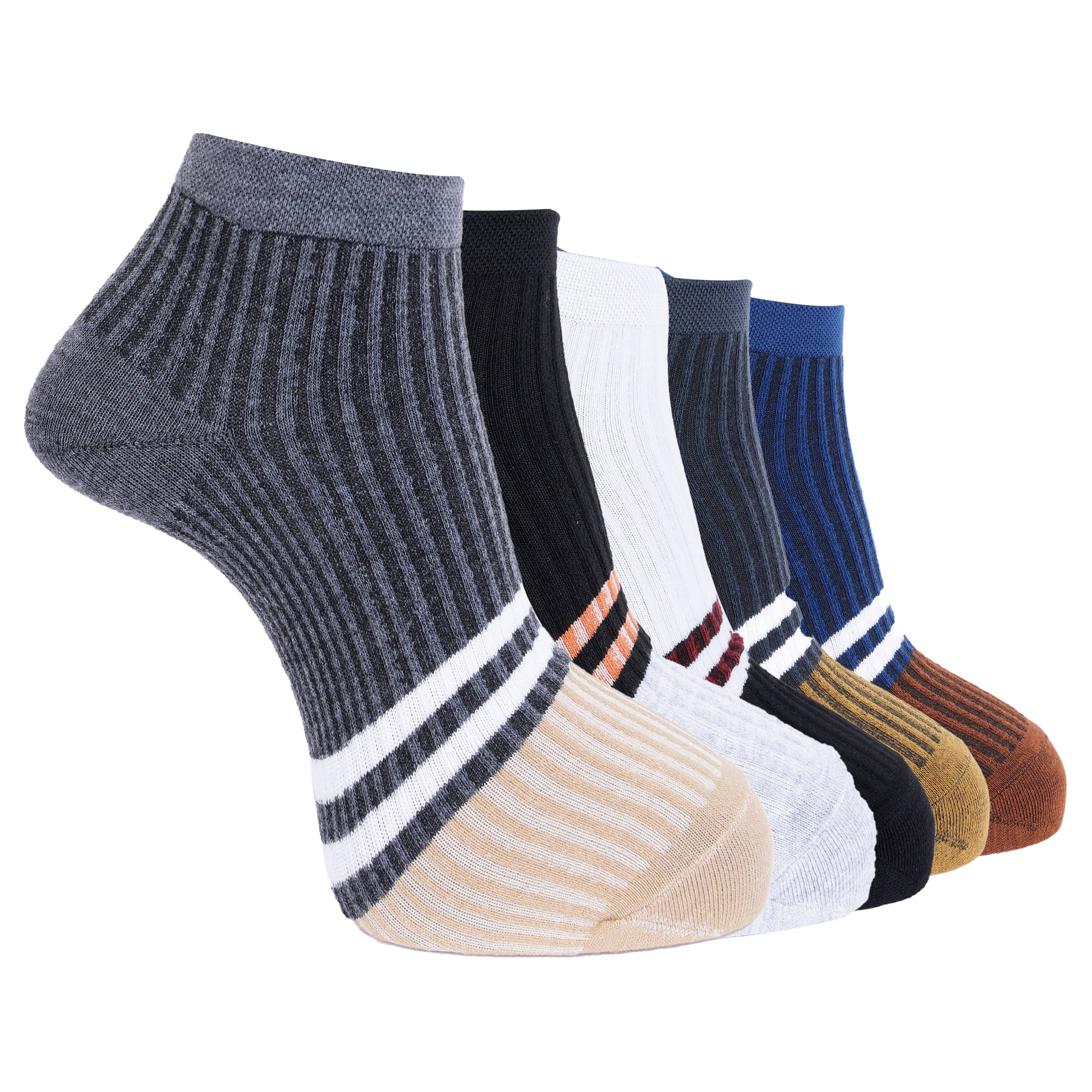 Dollar Pack of 5 Men's Cotton Blend Ankle Length Socks ( Multicolor ) Dollar Pack of 5 Men's Cotton Blend Ankle Length Socks ( Multicolor )