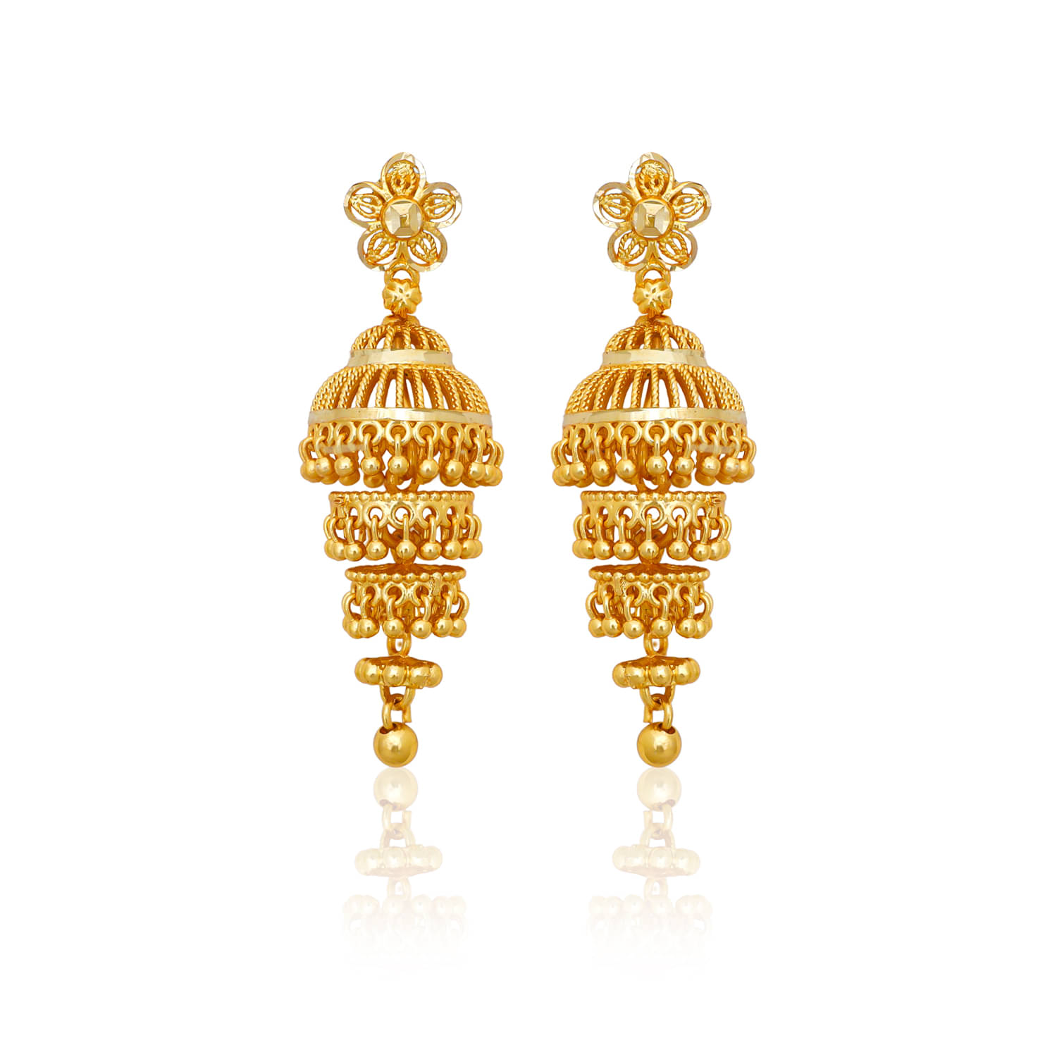     			Drashti Collection Golden Jhumki Earrings ( Pack of 1 )