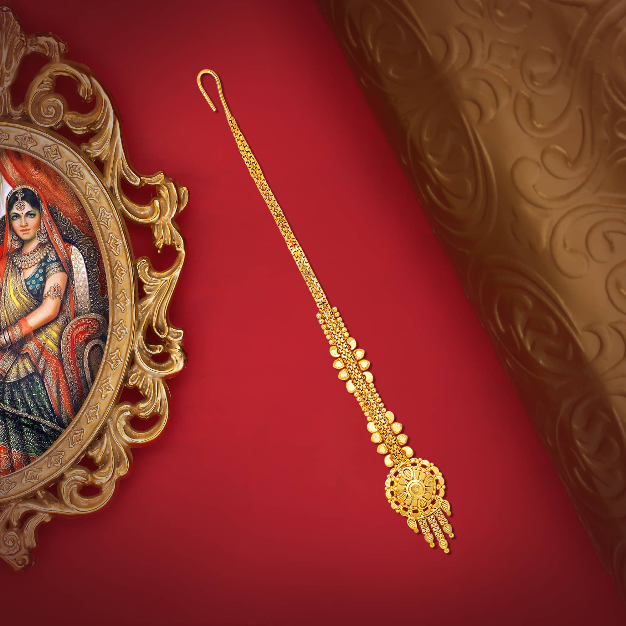 Drashti Collection Golden Maang Tikka ( Pack of 1 )     			Drashti Collection Golden Maang Tikka ( Pack of 1 )