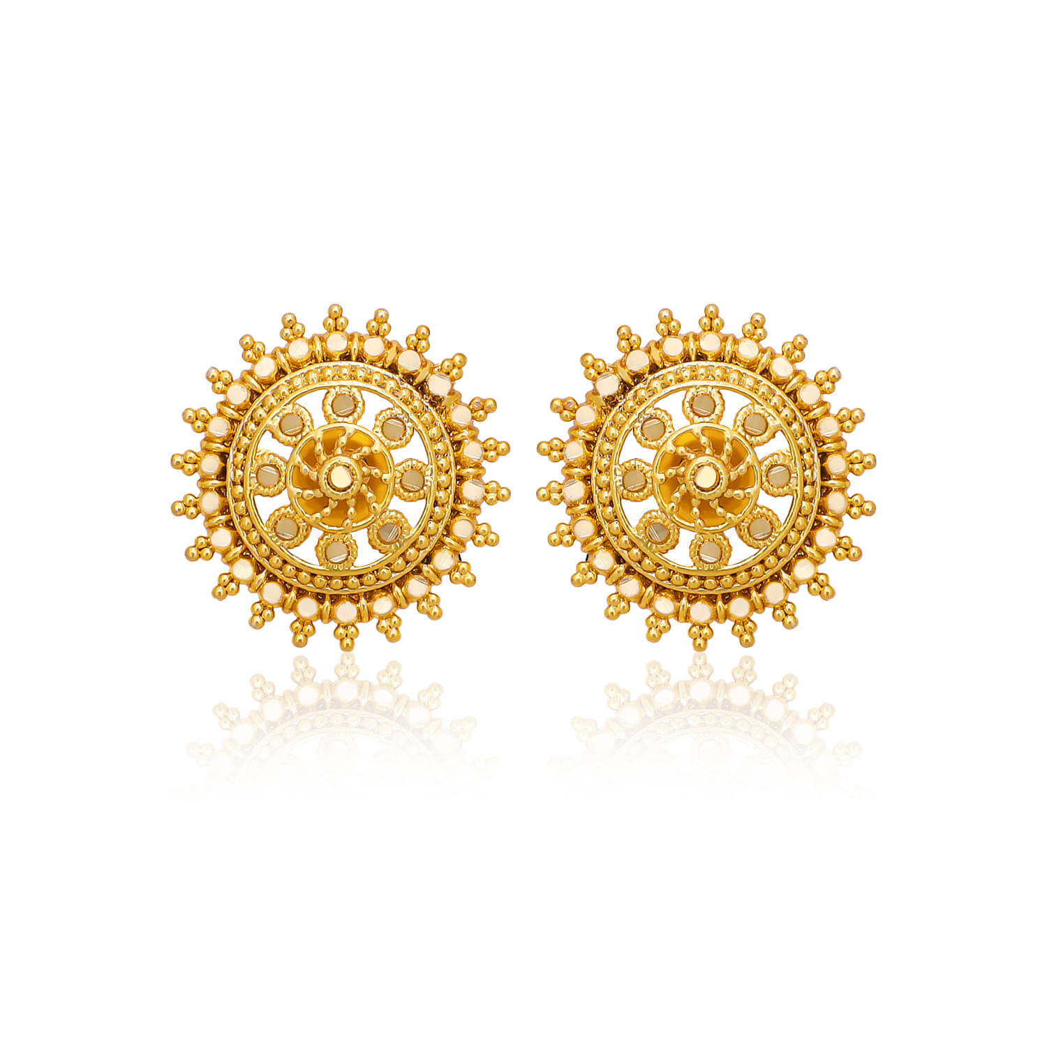     			Drashti Collection Golden Stud Earrings ( Pack of 1 )