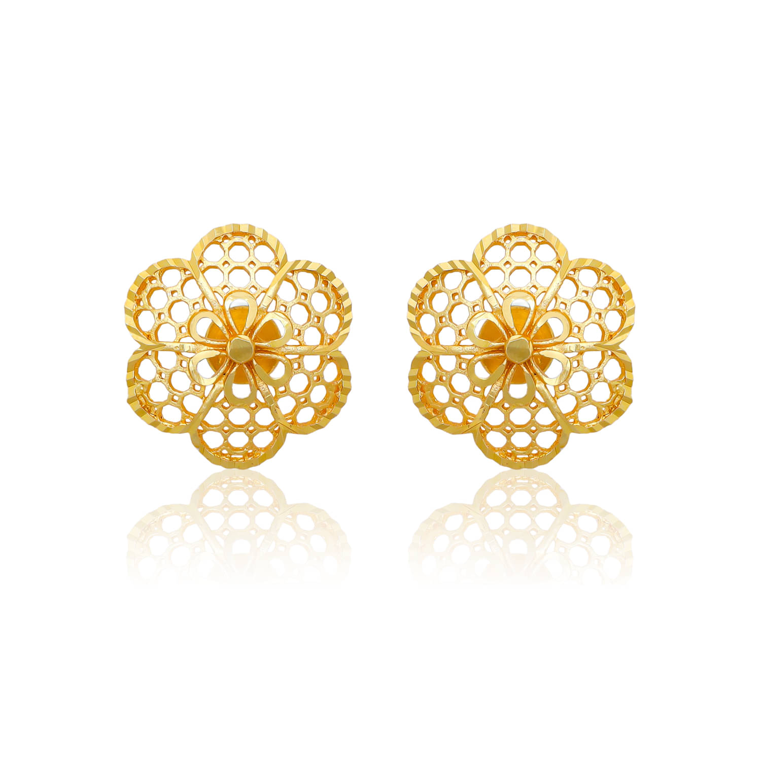     			Drashti Collection Golden Stud Earrings ( Pack of 1 )
