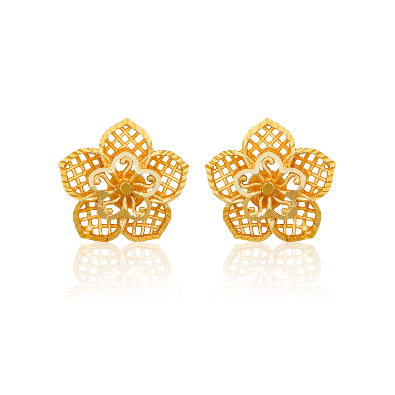     			Drashti Collection Golden Stud Earrings ( Pack of 1 )
