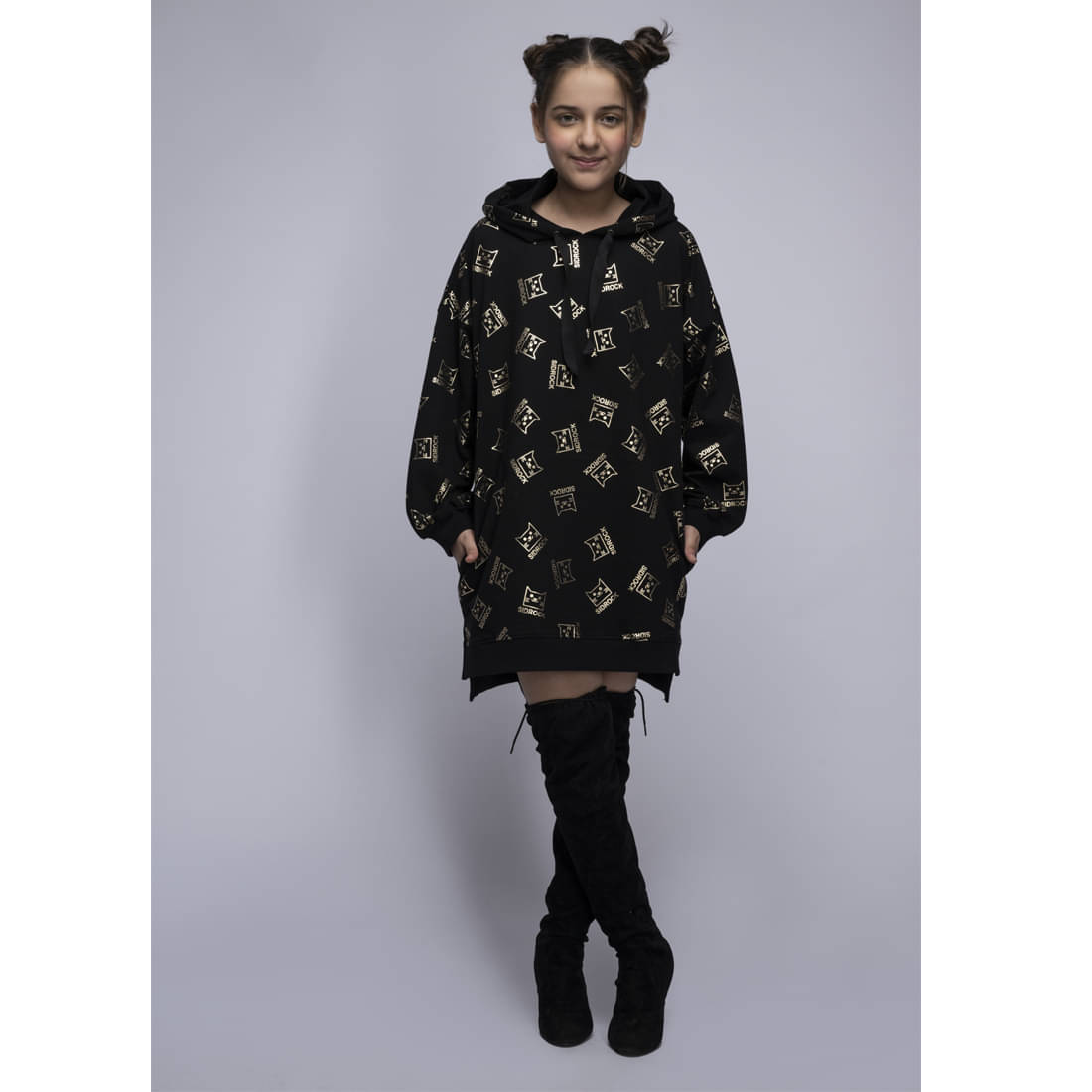     			FANZI Polyester A-line Dress For Girls ( Pack of 1 , Black )