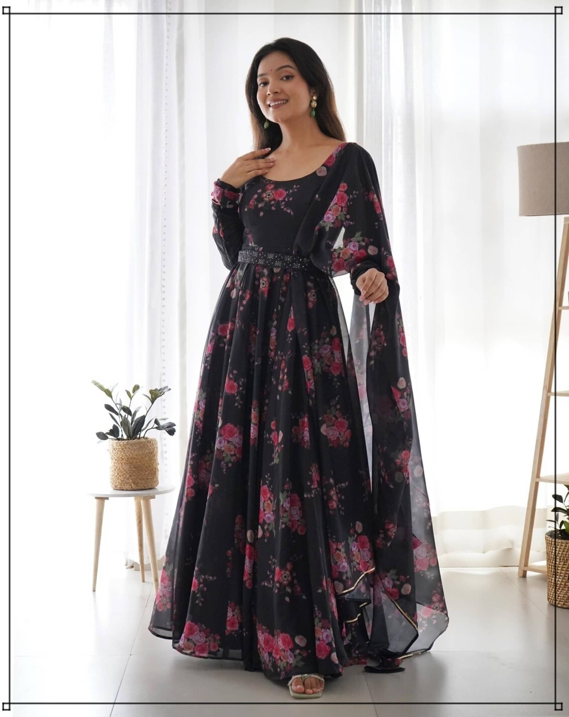 Femvy Purple Anarkali Cotton Blend Women's Stitched Ethnic Gown ( Pack of 1 ) - Unstitched Fabrics | Buy online on ZillyBuy