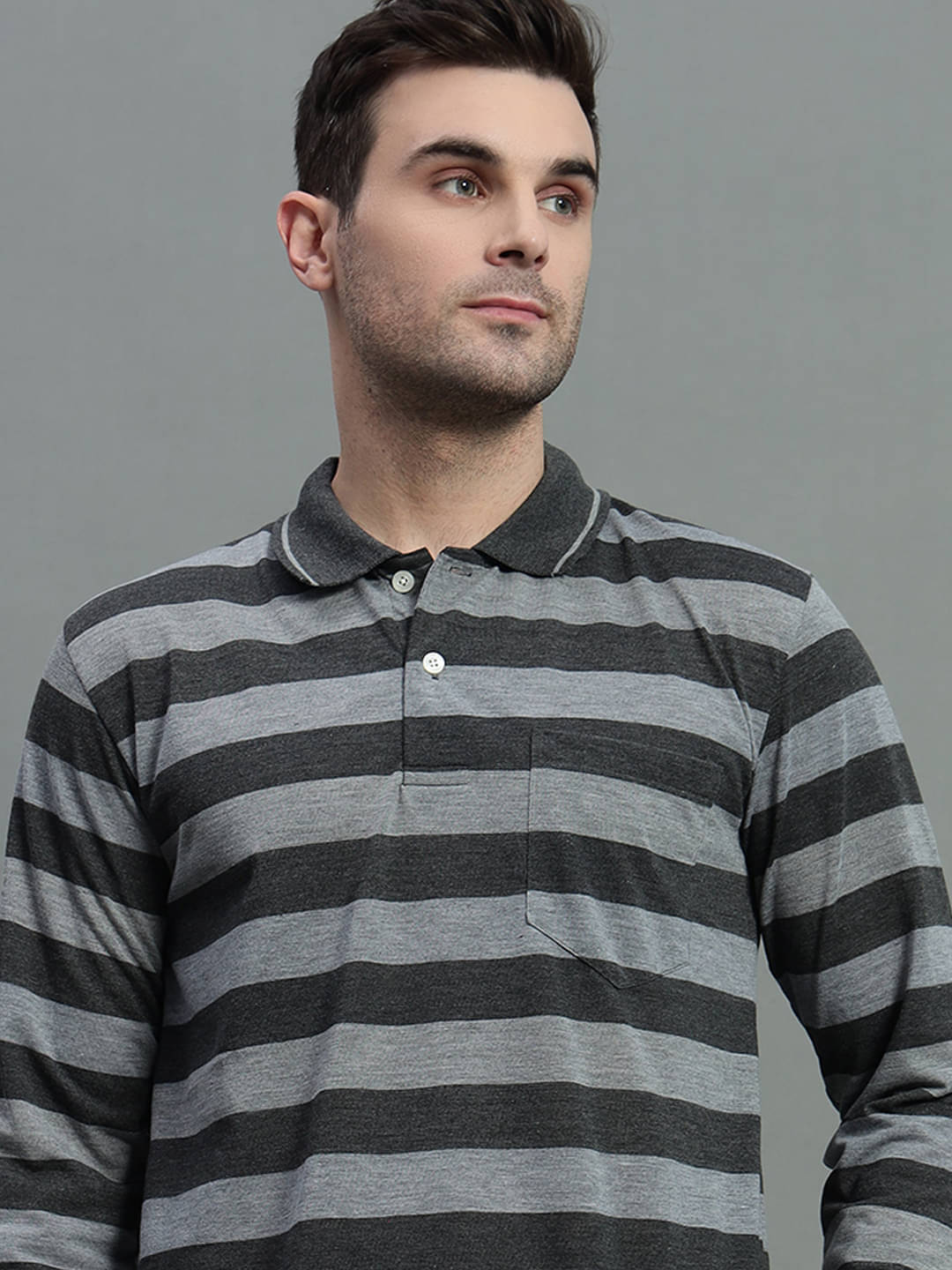     			GET GOLF Pack of 1 Cotton Blend Regular Fit Checks Full Sleeves Men's Polo T Shirt ( Grey )