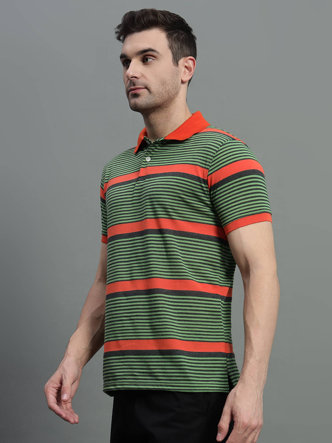 GET GOLF Pack of 1 Cotton Blend Regular Fit Striped Half Sleeves Men's Polo T Shirt ( Orange )     			GET GOLF Pack of 1 Cotton Blend Regular Fit Striped Half Sleeves Men's Polo T Shirt ( Orange )