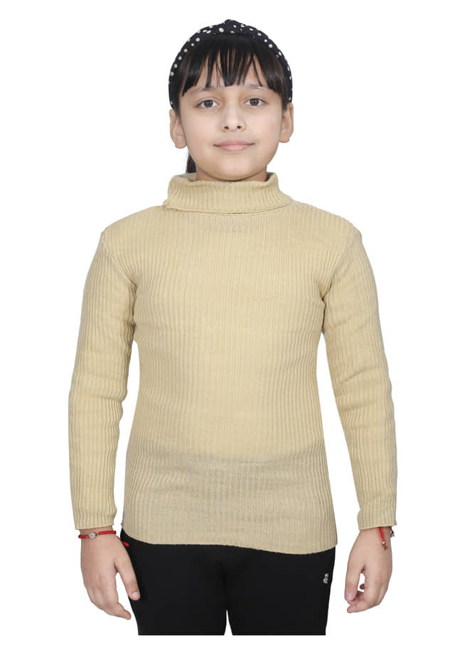 IndiWeaves Pack of 1 Girls Wollen Pullover ( Beige )