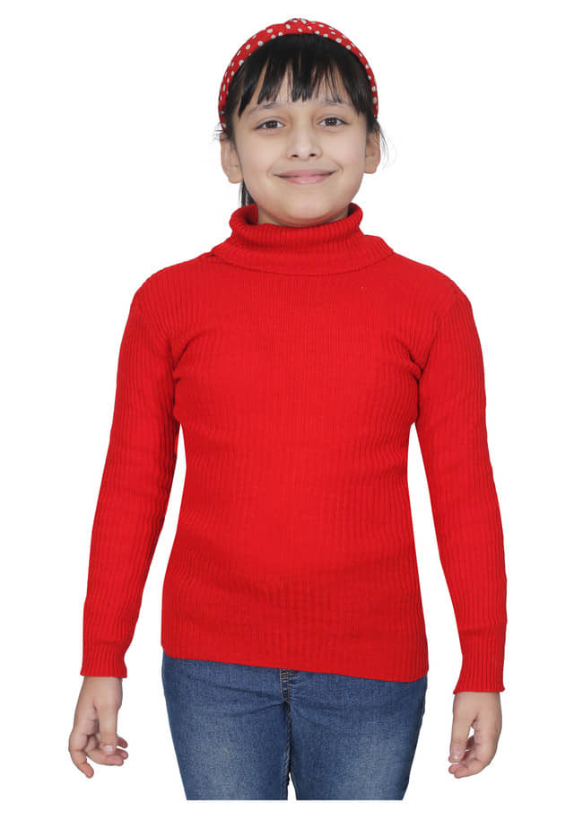 IndiWeaves Pack of 1 Girls Wollen Pullover ( Red )