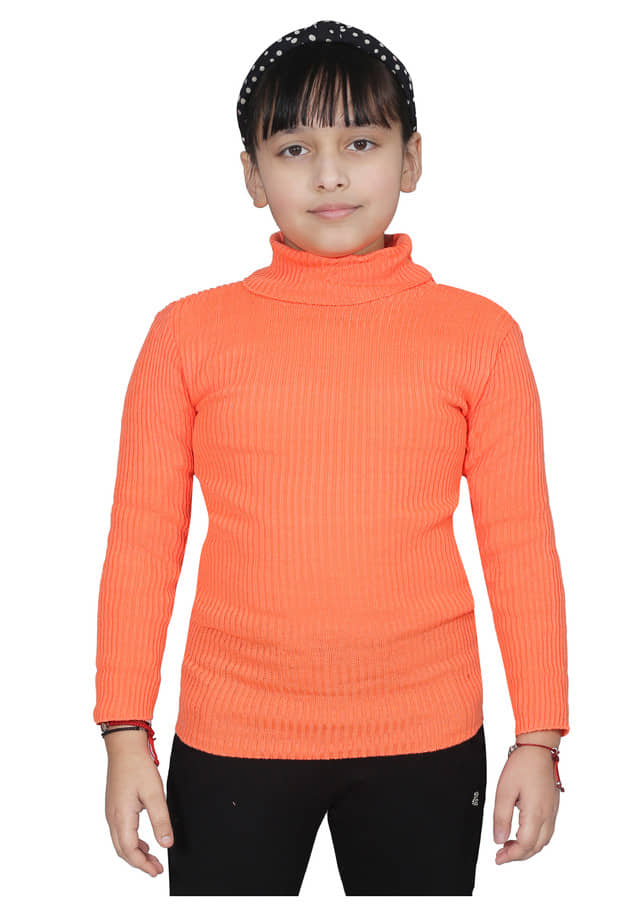 IndiWeaves Pack of 1 Girls Wollen Pullover ( Orange )