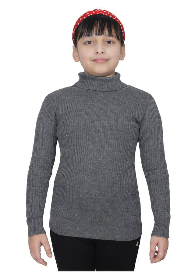 IndiWeaves Pack of 1 Girls Wollen Pullover ( Grey )