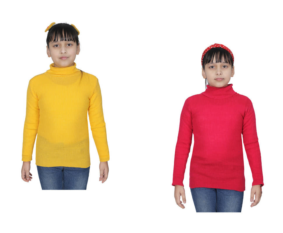 IndiWeaves Pack of 2 Girls Wollen Pullover ( Multicolor 1 )