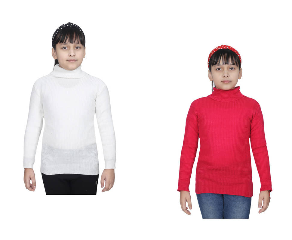     			IndiWeaves Pack of 2 Girls Wollen Pullover ( Multicolor 1 )