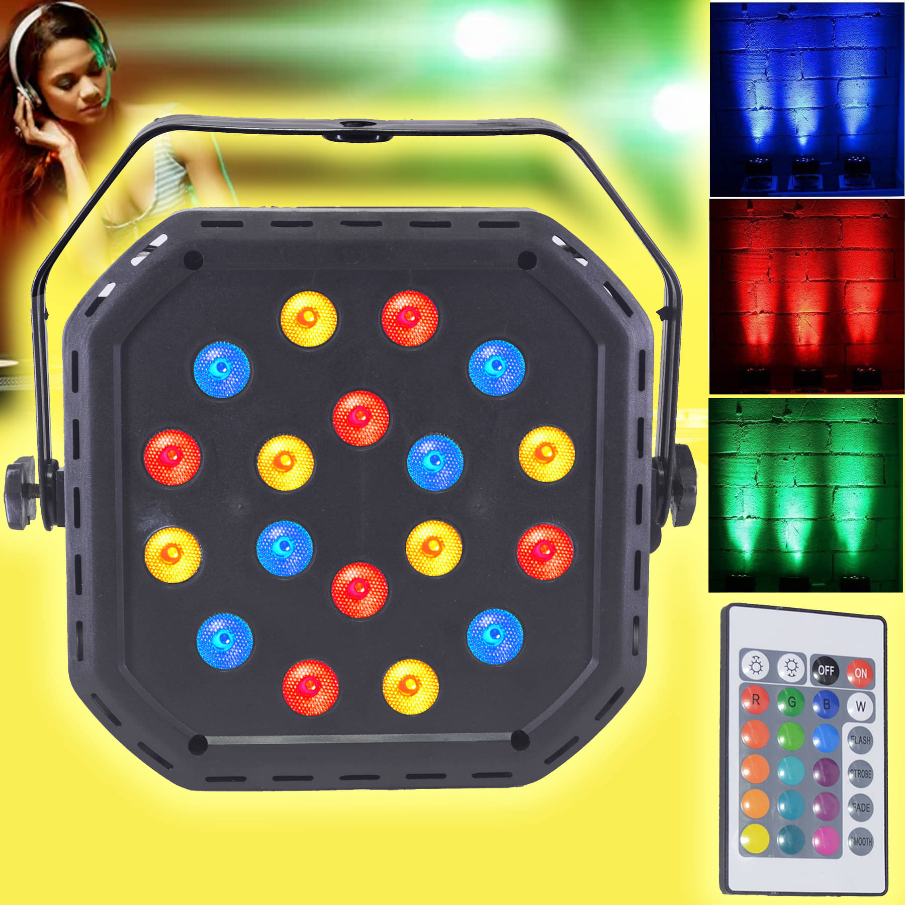     			JMALL 18 LED Disco Stage Par light with Remote