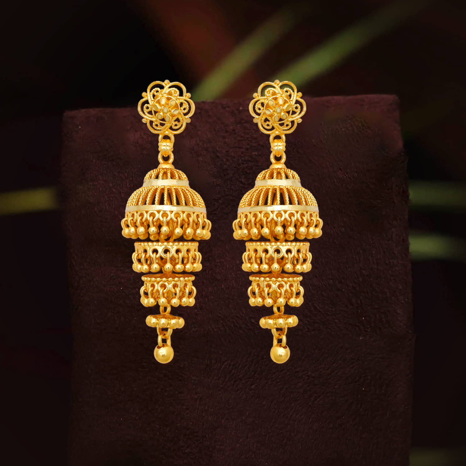 LUV FASHION Golden Jhumki Earrings ( Pack of 1 ) - Earrings | Buy online on ZillyBuy