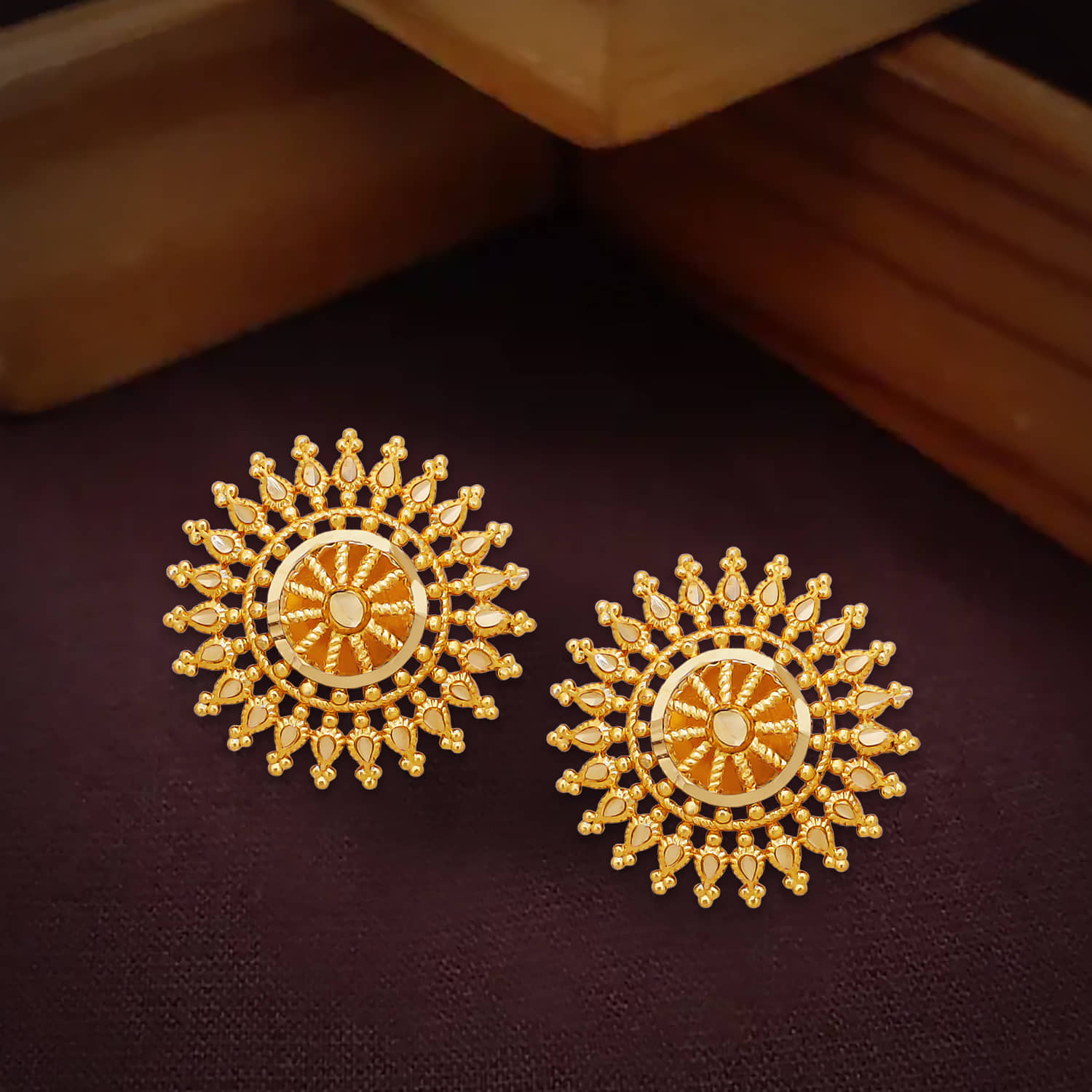 LUV FASHION Golden Stud Earrings ( Pack of 1 ) - Earrings | Buy online on ZillyBuy