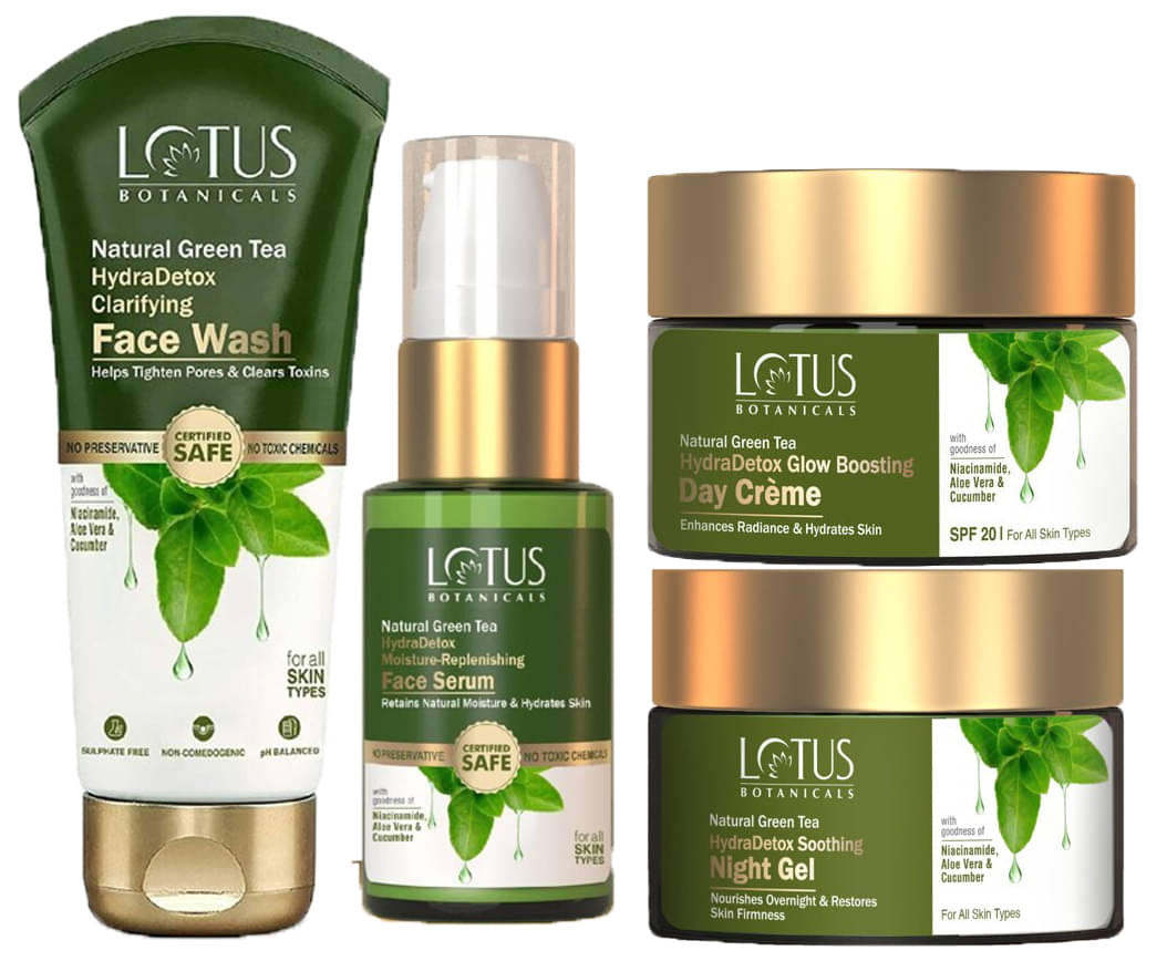 Lotus Botanicals Natural Green Tea Day Cream 50g , Night Gel 50g ,FaceWash 100g , Serum 30ml (Pack of 4) Lotus Botanicals Natural Green Tea Day Cream 50g , Night Gel 50g ,FaceWash 100g , Serum 30ml (Pack of 4)