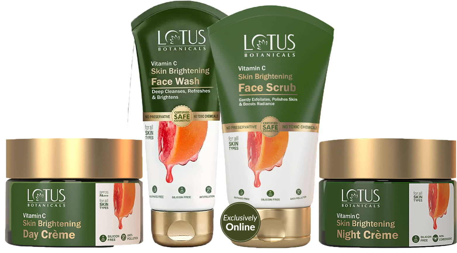 Lotus Botanicals Vitamin-C Day Cream 50g , Night Cream 50g , FaceWash 100g , Scrub 100g (Pack of 4) Lotus Botanicals Vitamin-C Day Cream 50g , Night Cream 50g , FaceWash 100g , Scrub 100g (Pack of 4)