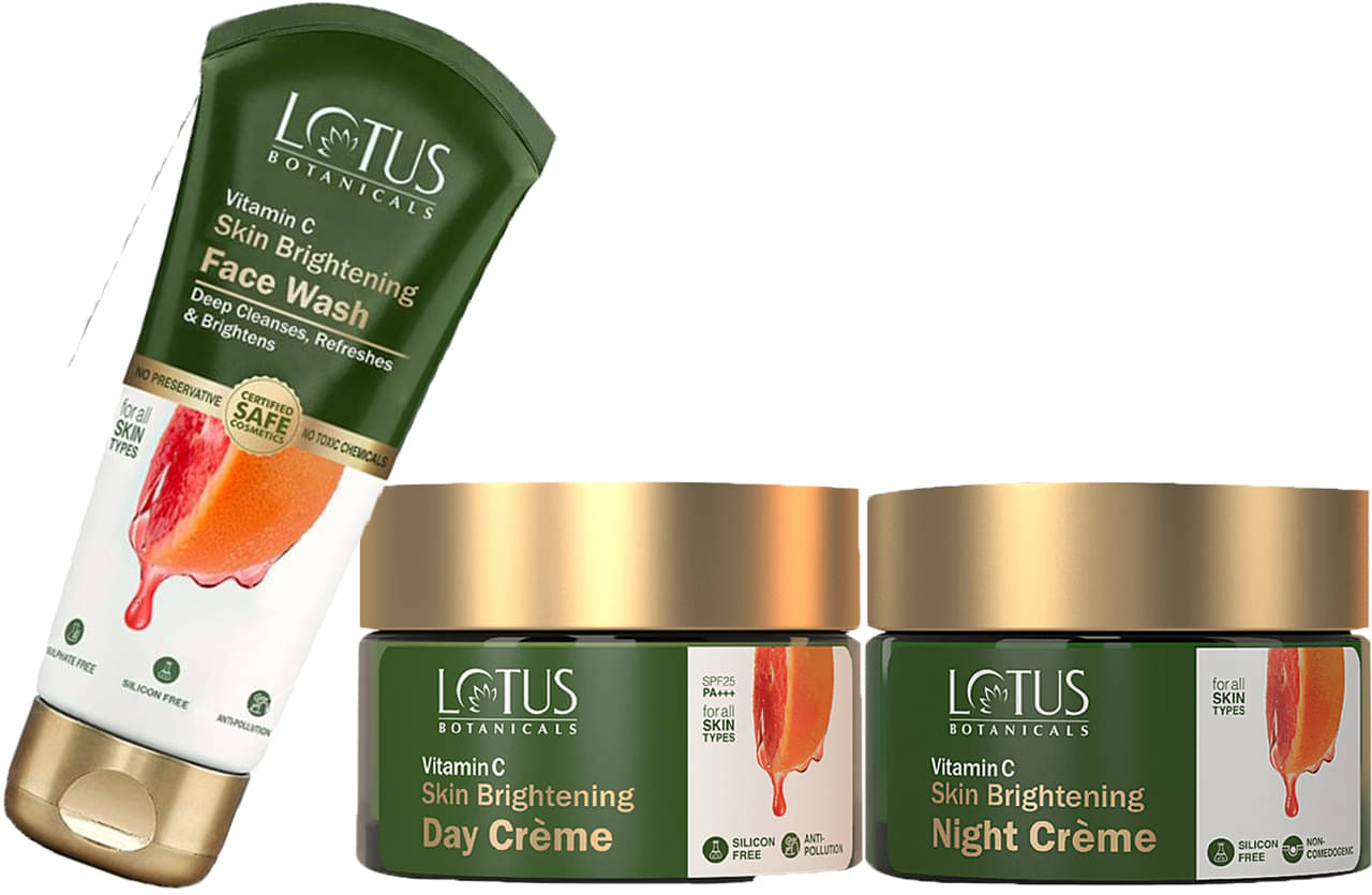     			Lotus Botanicals Vitamin-C Day Cream 50g , Night Cream 50g , Face Wash 100g (Pack of 3)