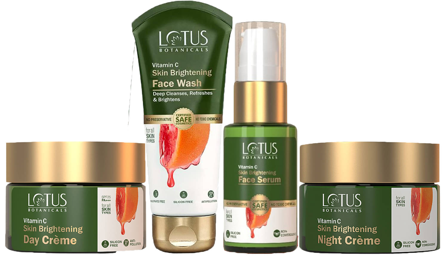 Lotus Botanicals Vitamin-C Day Cream 50g , Night Cream 50g , Face Wash 100g , Serum 30ml (Packof 4) Lotus Botanicals Vitamin-C Day Cream 50g , Night Cream 50g , Face Wash 100g , Serum 30ml (Packof 4)