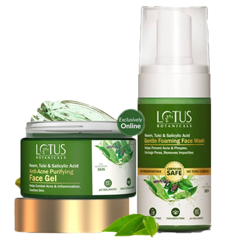Lotus Botanicals Neem & Tulasi Salicylic Gel 50g , Gentle Foaming Face Wash 120ml (Pack of 2) Lotus Botanicals Neem & Tulasi Salicylic Gel 50g , Gentle Foaming Face Wash 120ml (Pack of 2)