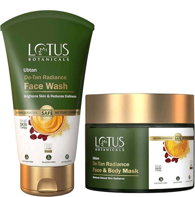     			Lotus Botanicals Ubtan De-Tan Face Wash 100g , Face And Body Mask 200g (Pack of 2)