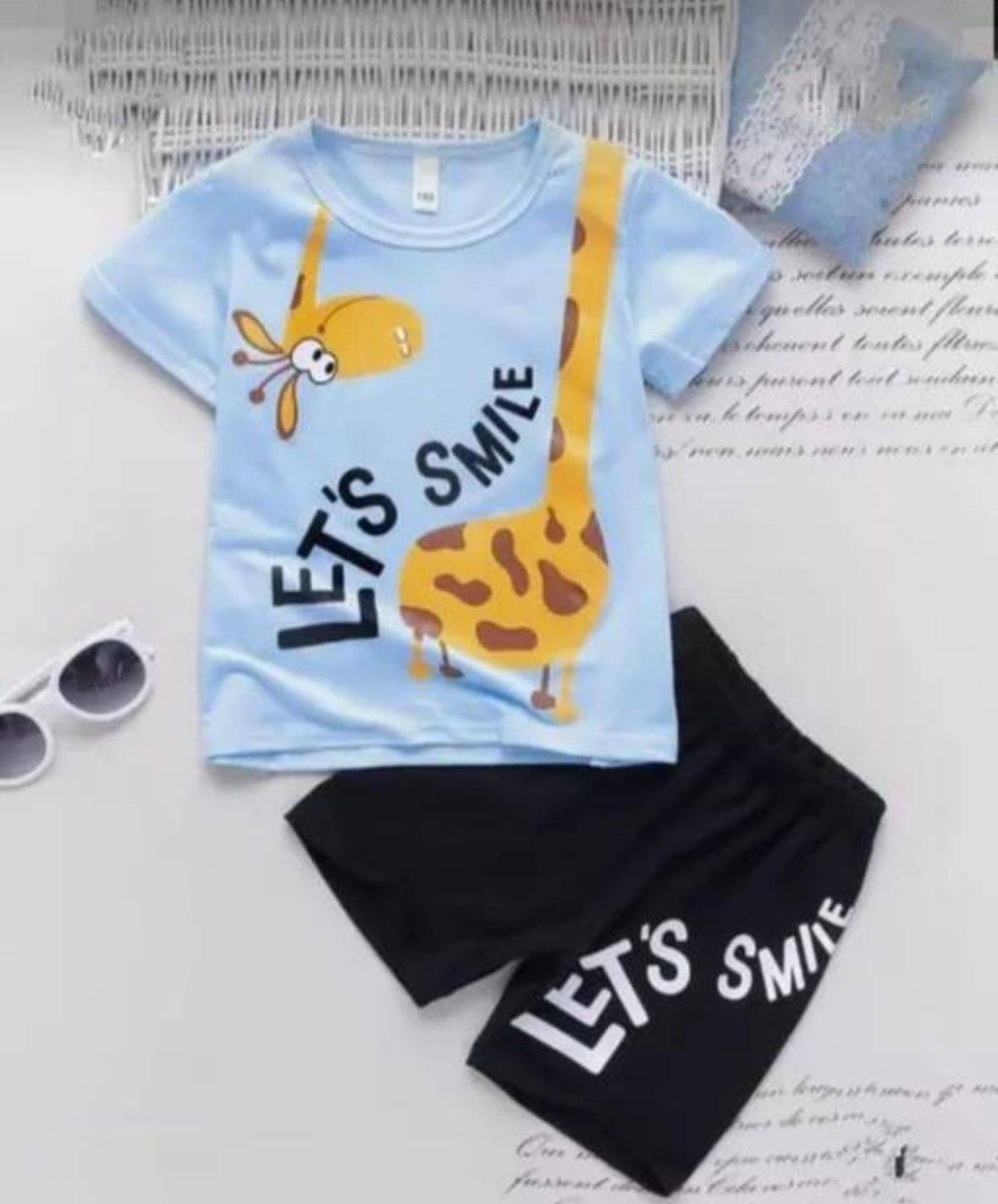 MUSNAH GARMENTS Pack of 1 Unisex Cotton T-Shirt & Shorts Set ( Light Blue ) MUSNAH GARMENTS Pack of 1 Unisex Cotton T-Shirt & Shorts Set ( Light Blue )