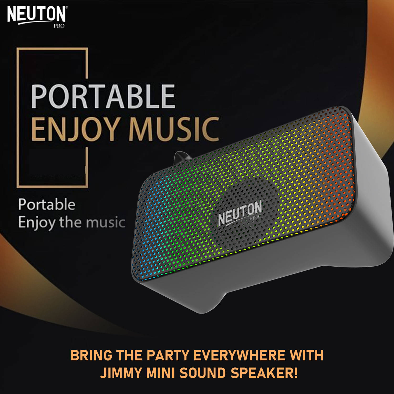     			NEUTON PRO JIMMY 12 W Bluetooth Speaker Bluetooth v5.0 with USB,SD card Slot Playback Time 4 hrs Black