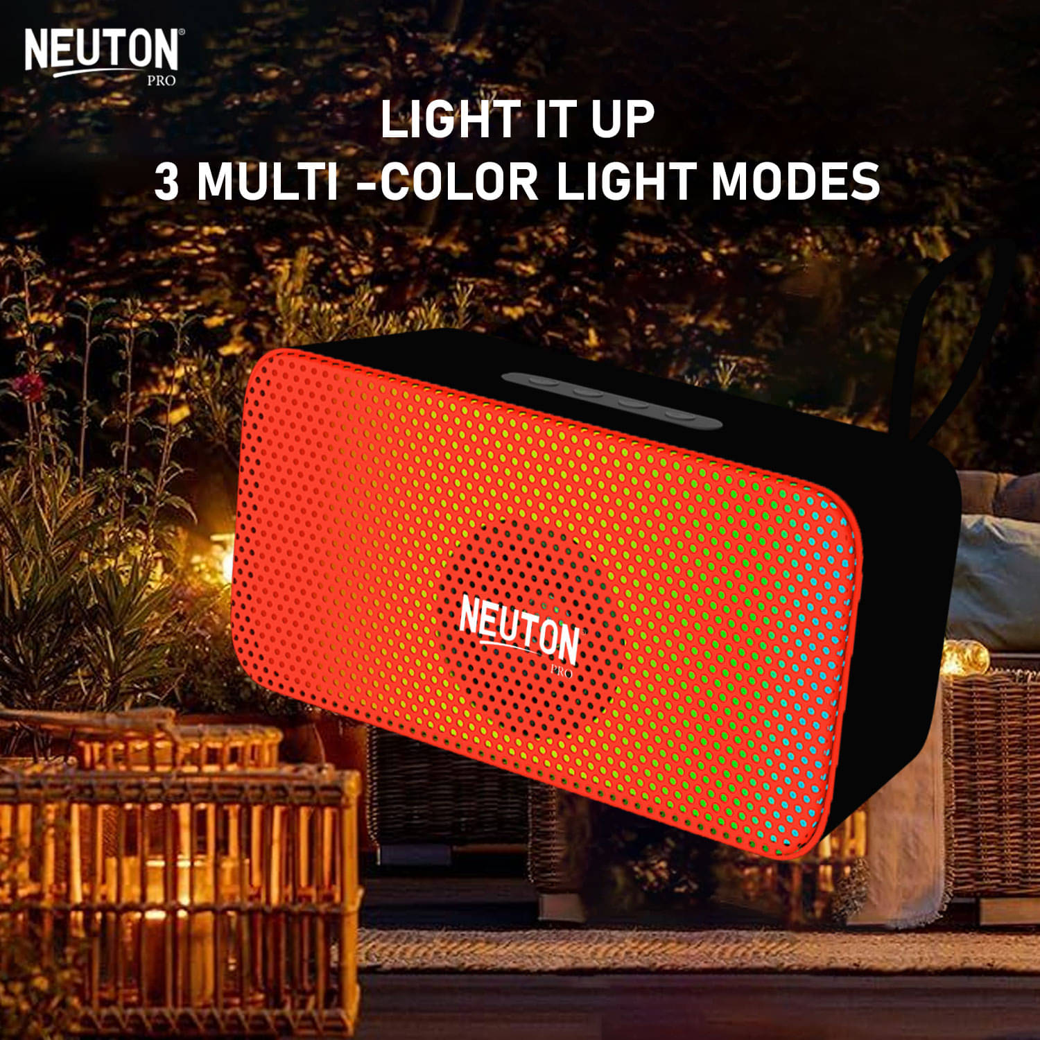     			NEUTON PRO JIMMY 12 W Bluetooth Speaker Bluetooth v5.0 with USB,SD card Slot Playback Time 4 hrs Red