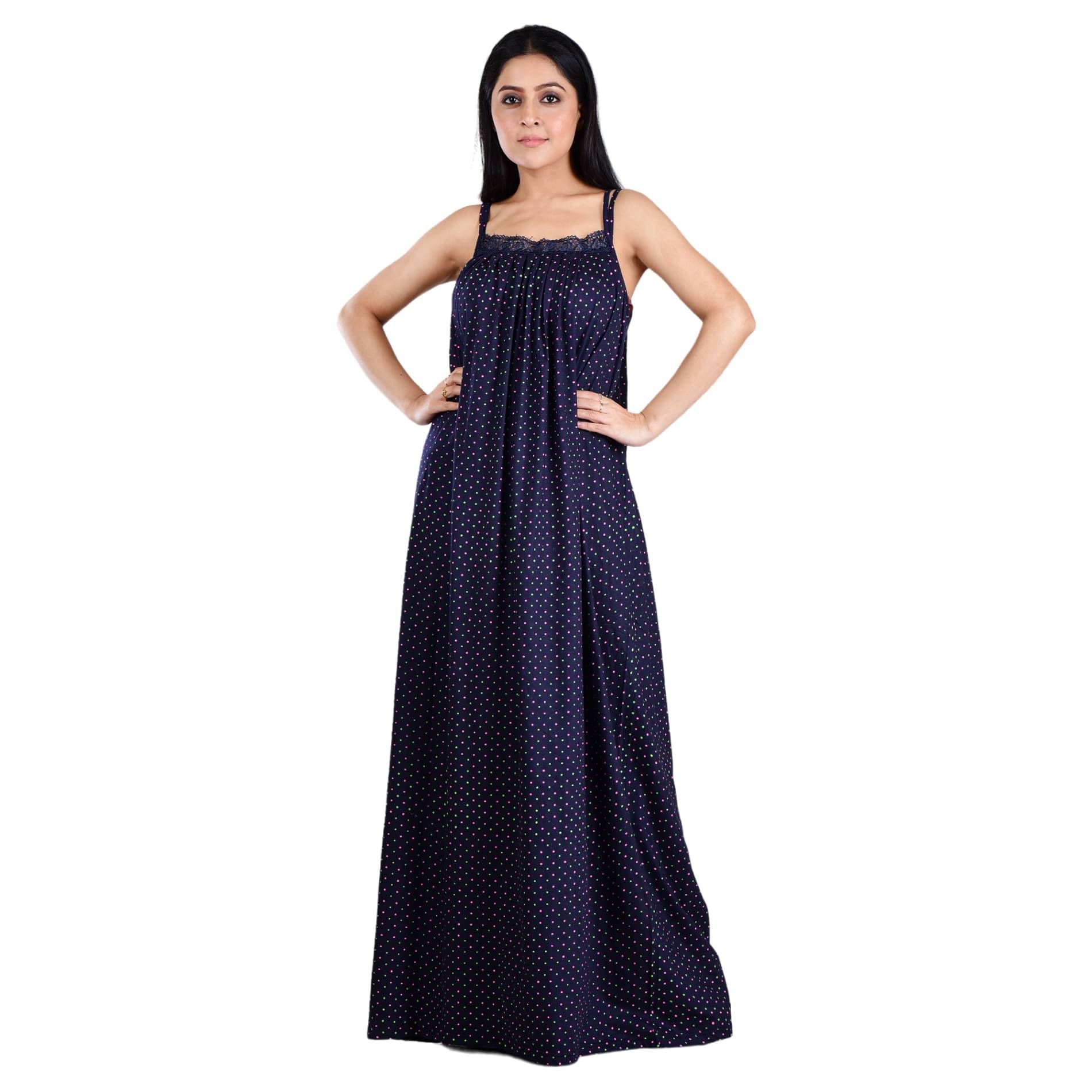     			PIYALI'S CREATION WOMEN'S Navy Blue Hosiery Women's Nightwear Nighty & Night Gowns ( Pack of 1 )