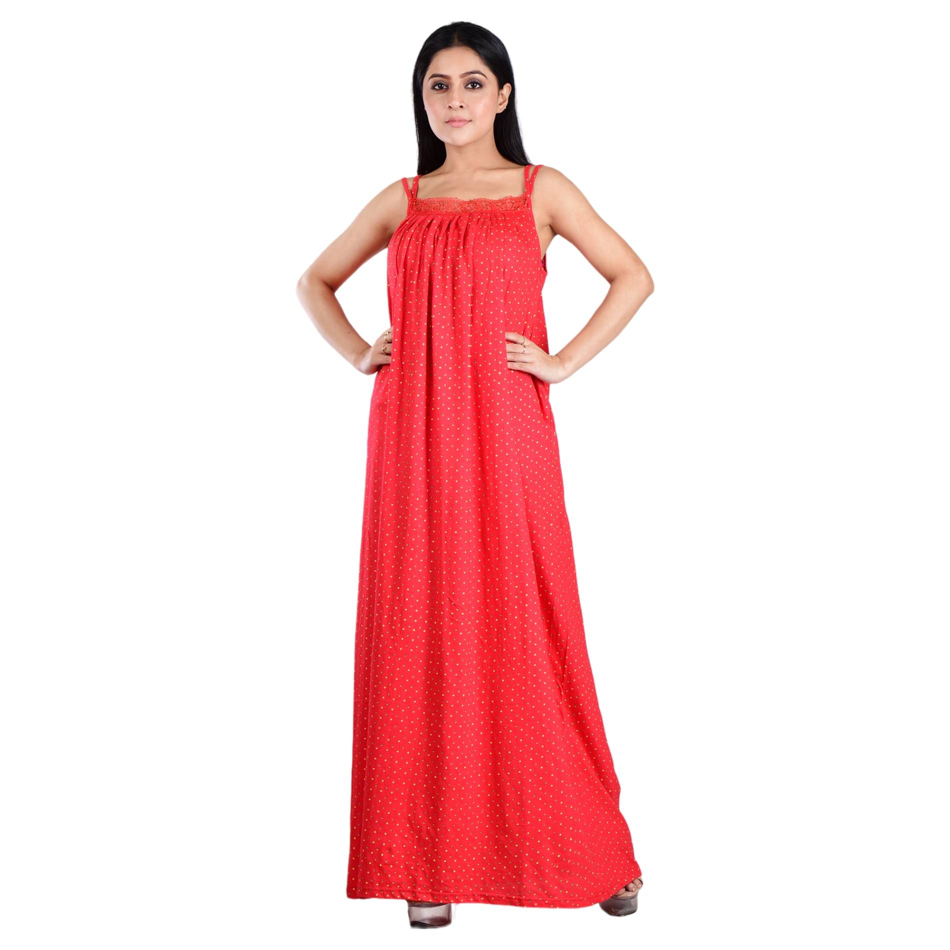 PIYALI'S CREATION WOMEN'S Red Hosiery Women's Nightwear Nighty & Night Gowns ( Pack of 1 ) PIYALI'S CREATION WOMEN'S Red Hosiery Women's Nightwear Nighty & Night Gowns ( Pack of 1 )