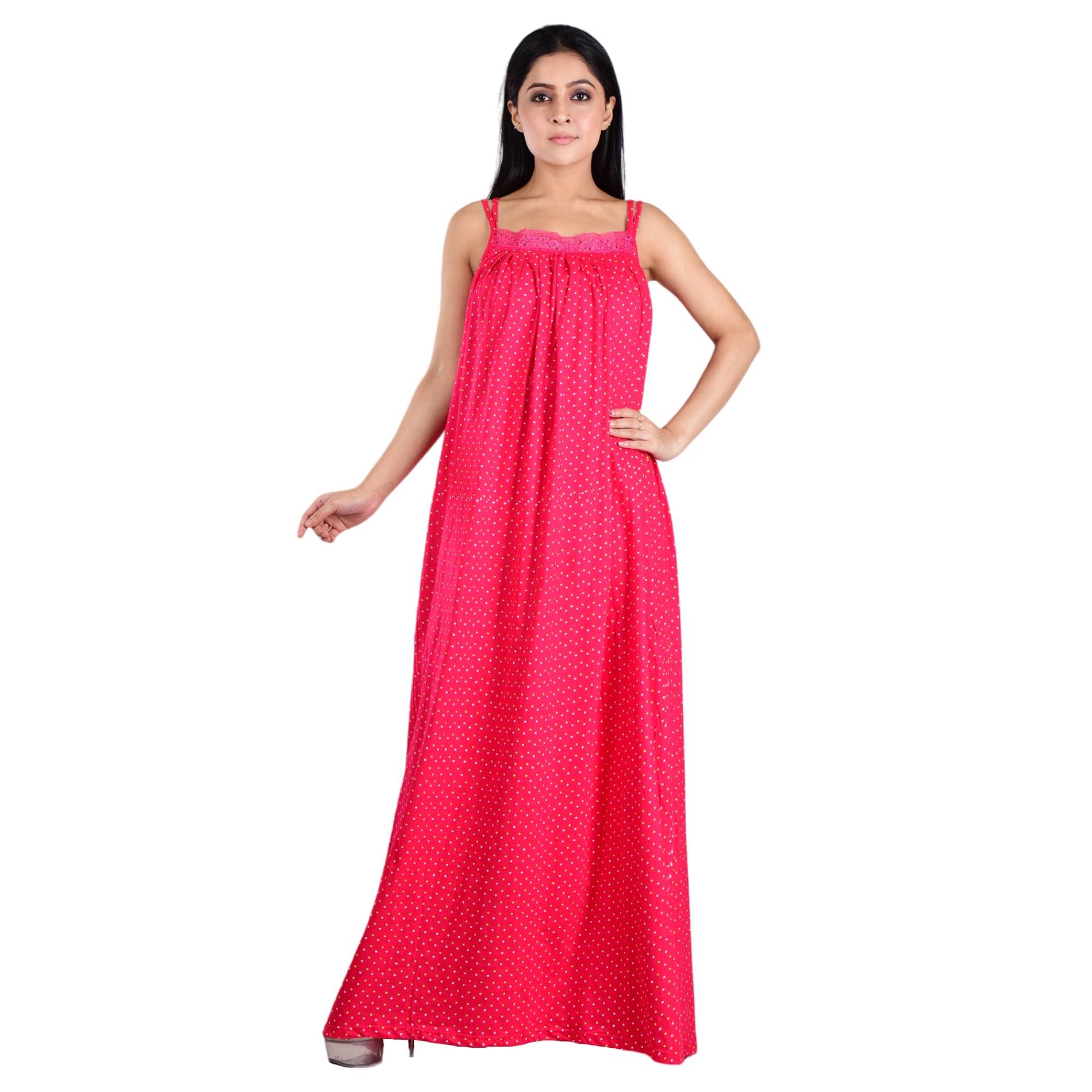 PIYALI'S CREATION WOMEN'S Pink Hosiery Women's Nightwear Nighty & Night Gowns ( Pack of 1 ) PIYALI'S CREATION WOMEN'S Pink Hosiery Women's Nightwear Nighty & Night Gowns ( Pack of 1 )
