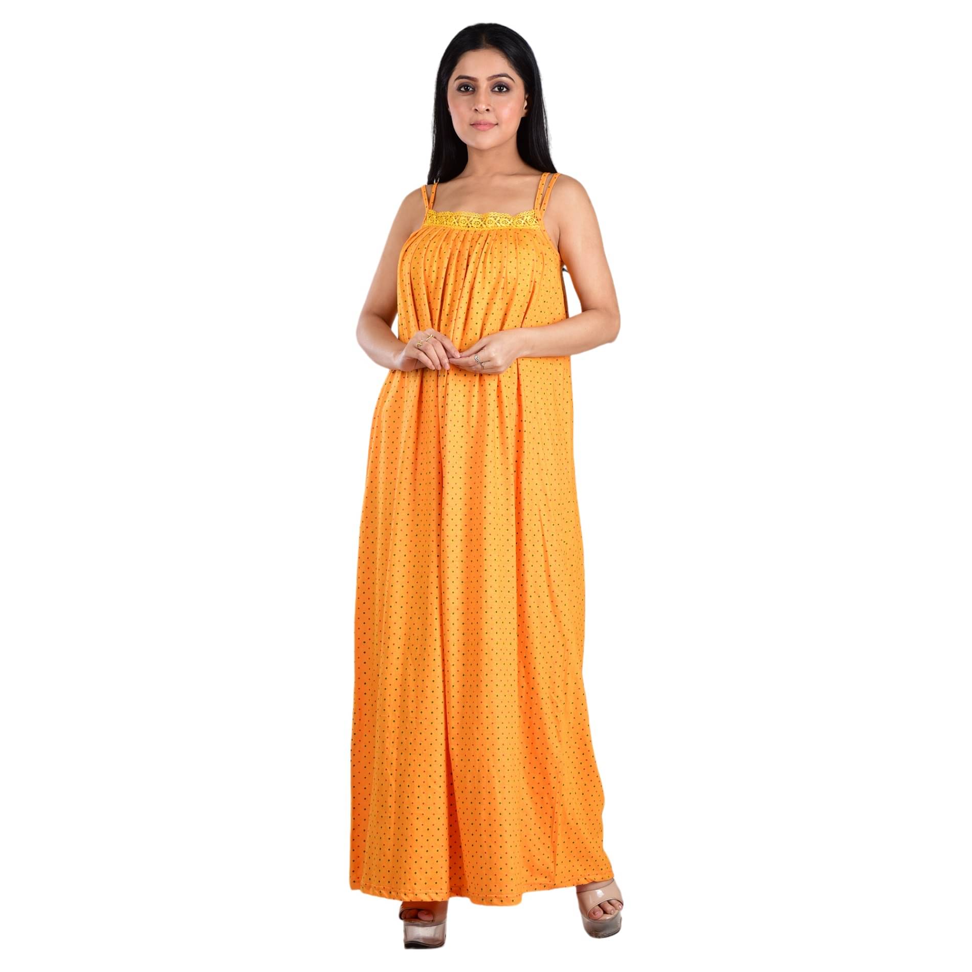 PIYALI'S CREATION WOMEN'S Yellow Hosiery Women's Nightwear Nighty & Night Gowns ( Pack of 1 ) PIYALI'S CREATION WOMEN'S Yellow Hosiery Women's Nightwear Nighty & Night Gowns ( Pack of 1 )