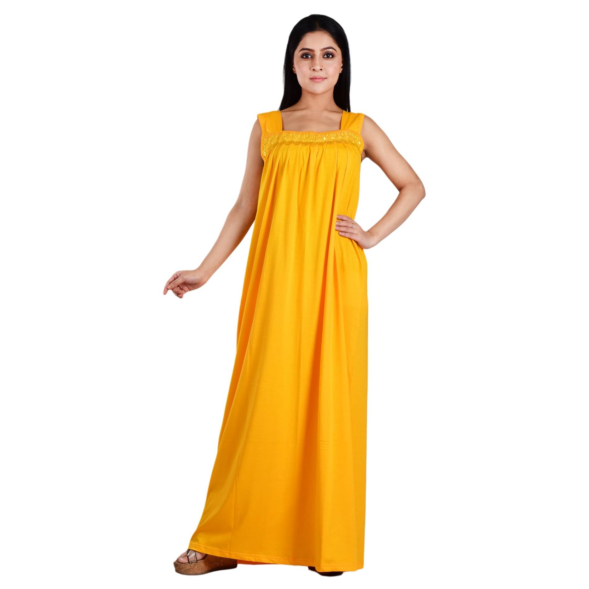     			PIYALI'S CREATION WOMEN'S Yellow Hosiery Women's Nightwear Nighty & Night Gowns ( Pack of 1 )