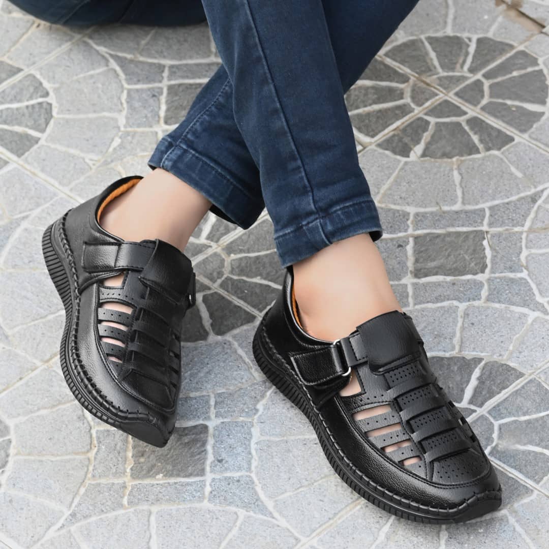 POS Planet of Shoes - Black Men's Sandals