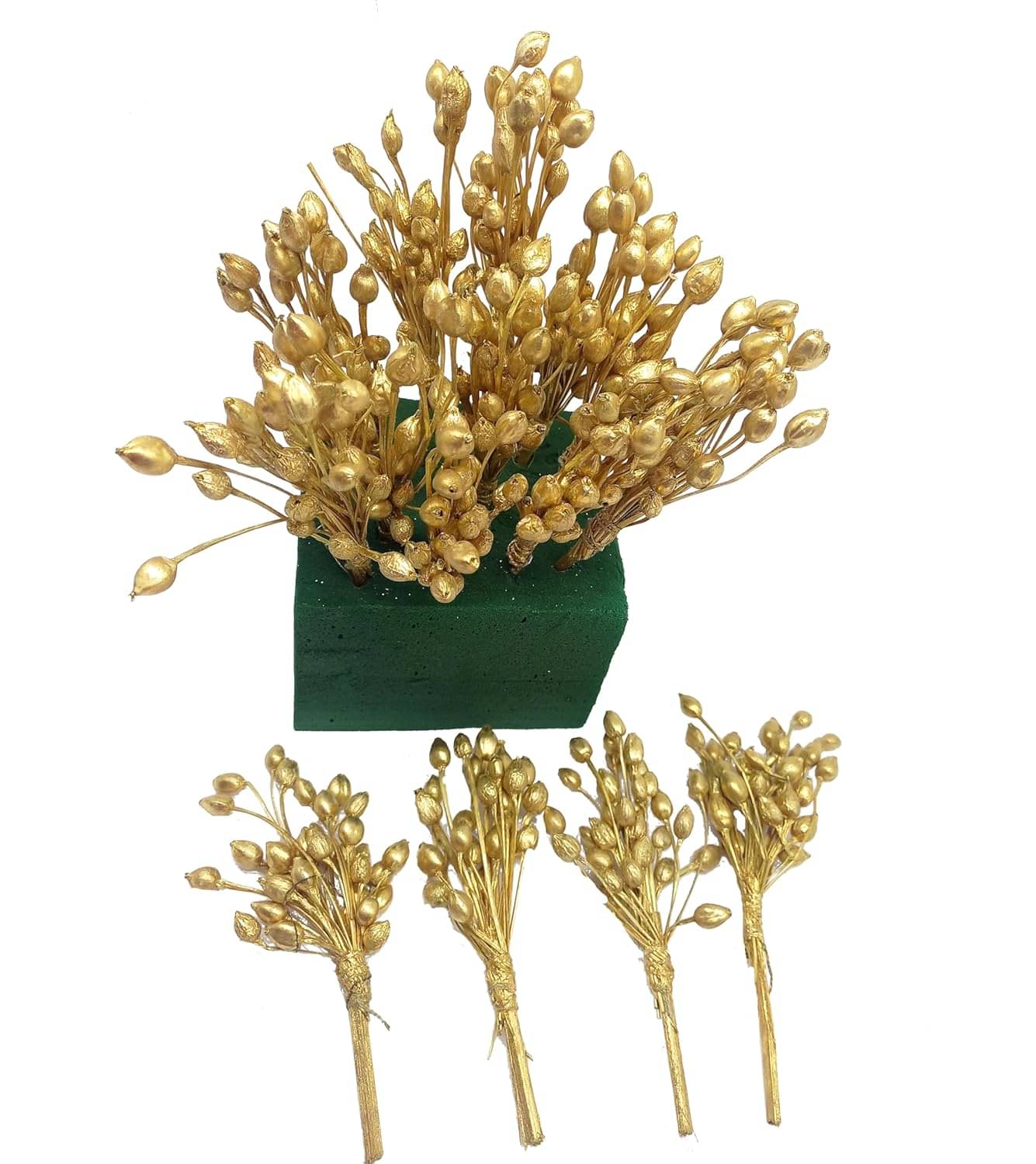     			PRANSUNITA Metallic Golden Dry Stick – Natural Handmade Arrangement Bunch for Fancy Gift & Wedding Packaging Bridal Shower Bride's Bouquet Arrangement Decorations – 5 inch – Pack of 12 Sticks