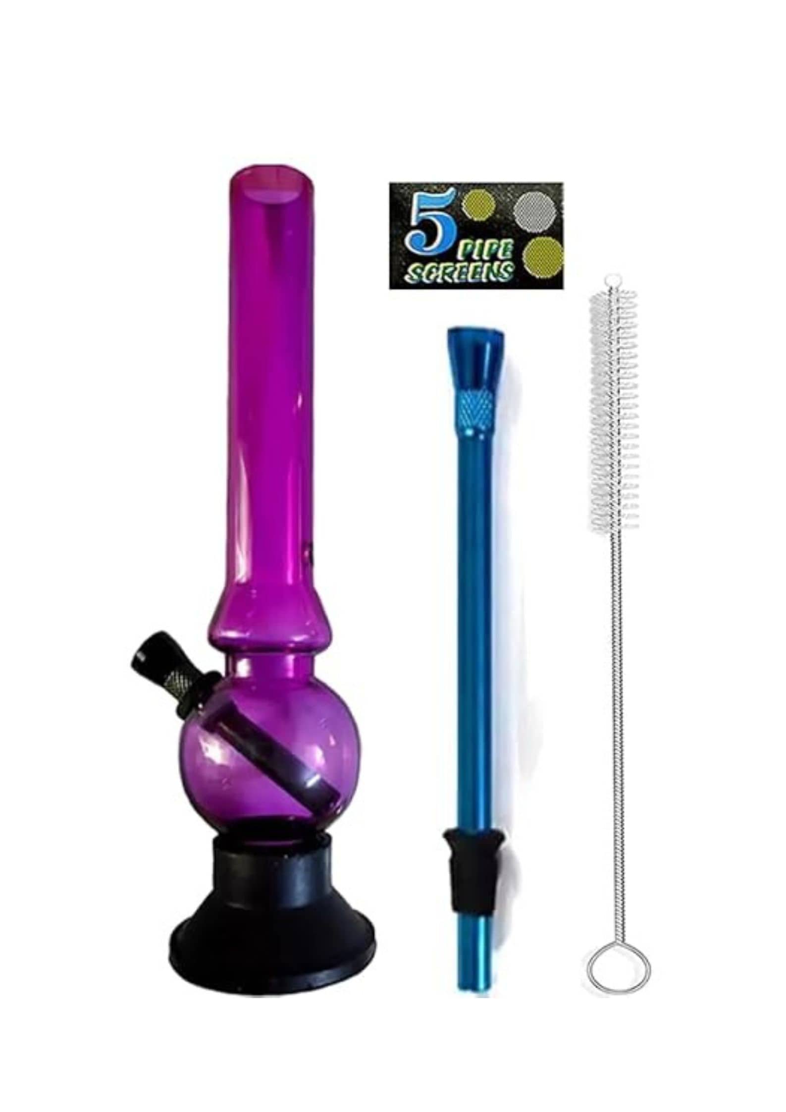 PUFF SMART 8 INCH BONG ACRYLIC WATERPIPE BONG WITH ACCESSORISE(COLOR-PURPLE)