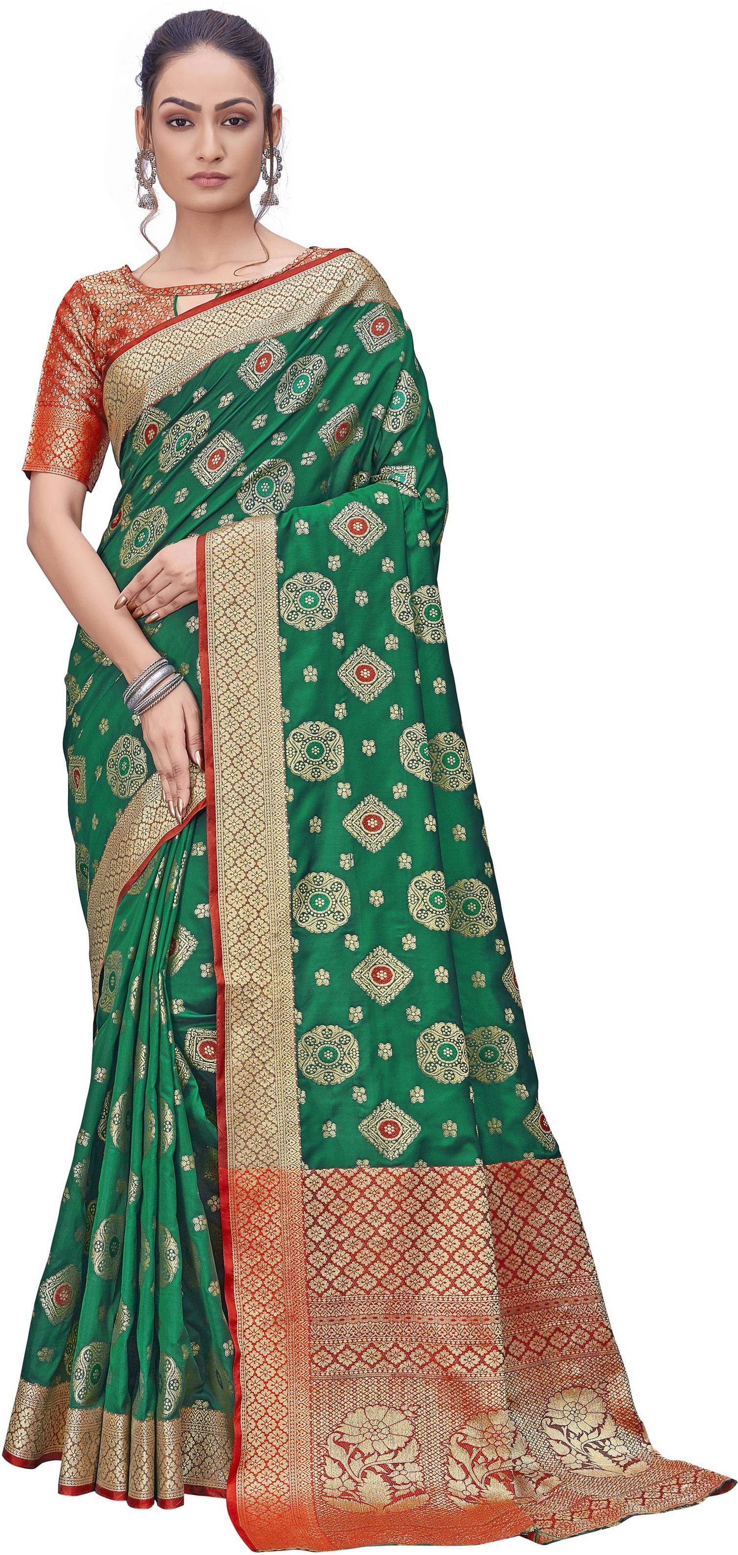 Sariya Jacquard Woven Saree With Unstitched Blouse Piece ( LightGreen ) Sariya Jacquard Woven Saree With Unstitched Blouse Piece ( LightGreen )