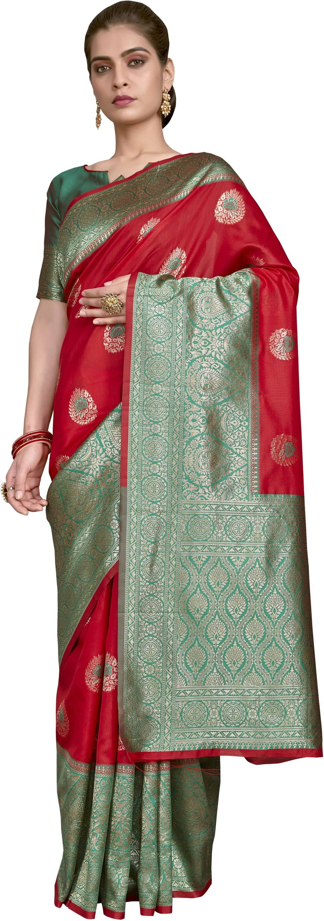     			Sariya Jacquard Woven Saree With Unstitched Blouse Piece ( Multicolor1 )