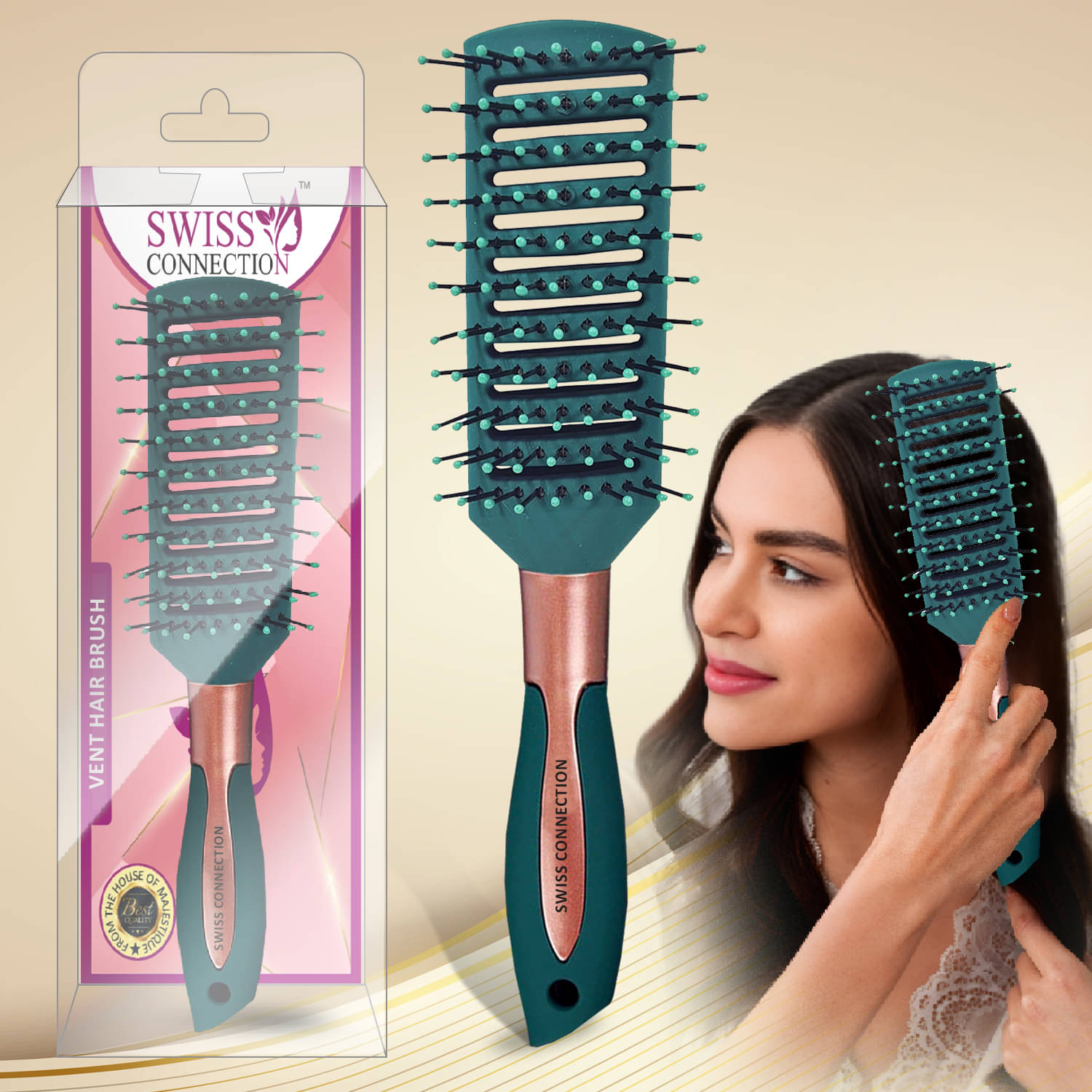 Swiss Connection Vented Brush For All Hair Types ( Pack of 1 ) Swiss Connection Vented Brush For All Hair Types ( Pack of 1 )