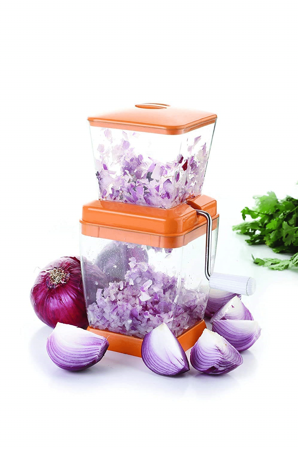     			WHITEIBIS plastic onion cutter Multicolor Plastic Mannual Chopper 0 ml ( Pack of 1 )
