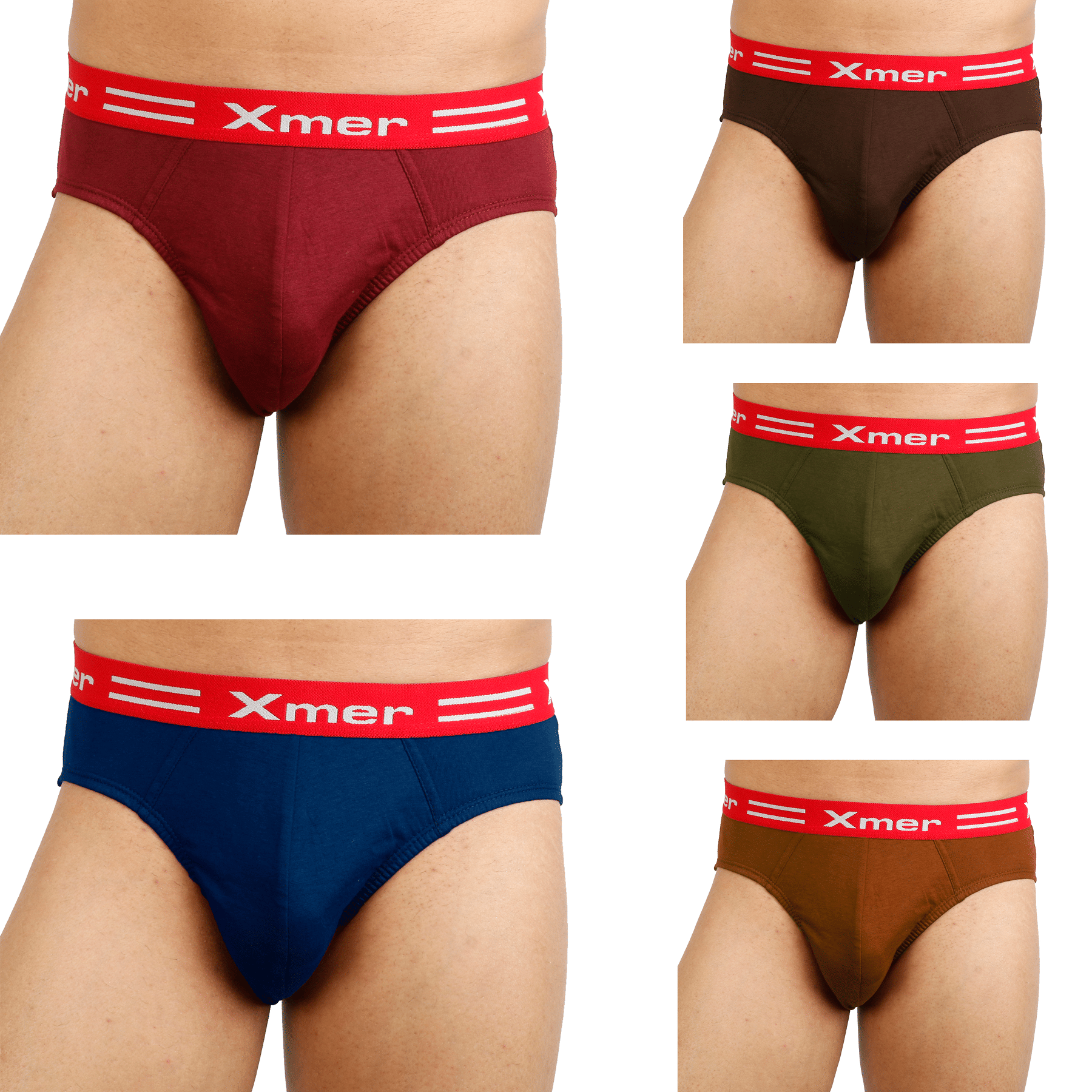 XMER Pack of 5 Cotton Briefs For Men's ( Multicolor )