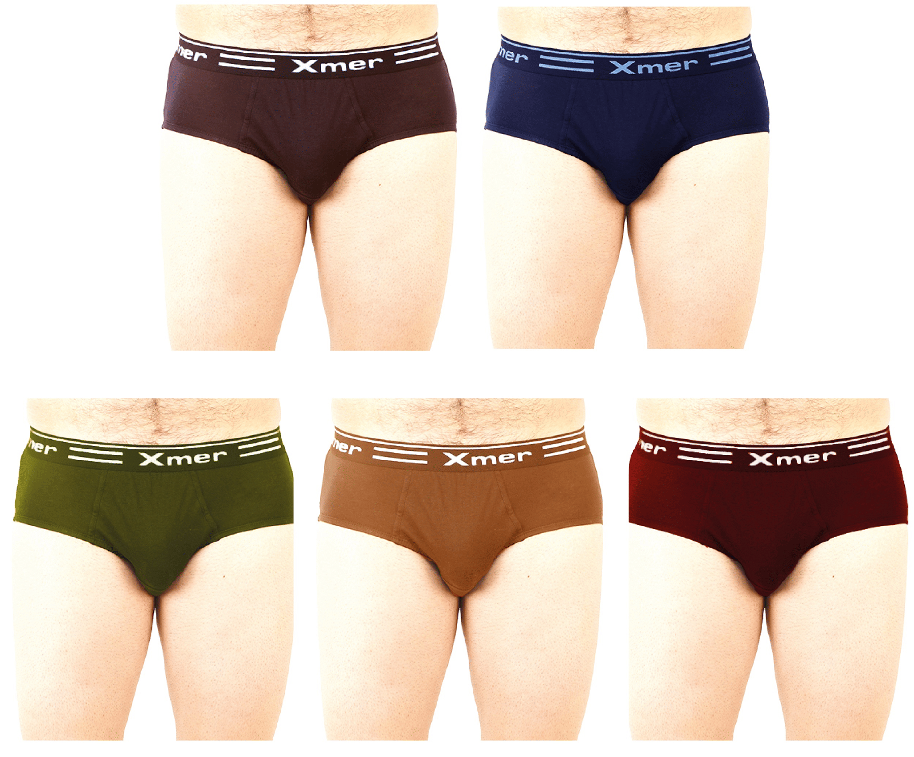 XMER Pack of 5 Cotton Briefs For Men's ( Multicolor )
