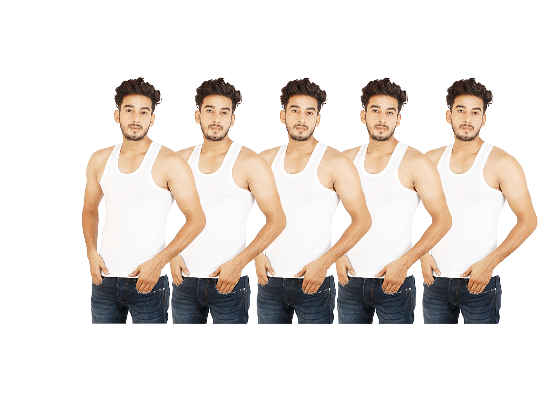 XMER Pack of 5 Cotton Basic Vest For Men ( White ) XMER Pack of 5 Cotton Basic Vest For Men ( White )