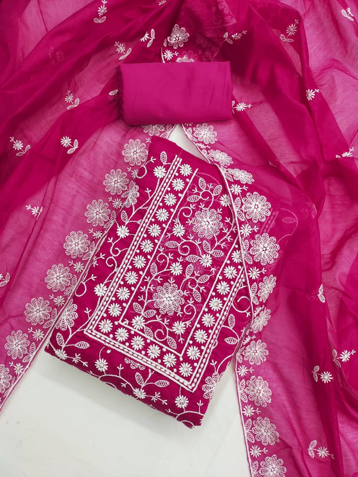 ALSHOP Unstitched Chanderi Embroidered Dress Material - Pink ( Pack of 1 ) ALSHOP Unstitched Chanderi Embroidered Dress Material - Pink ( Pack of 1 )