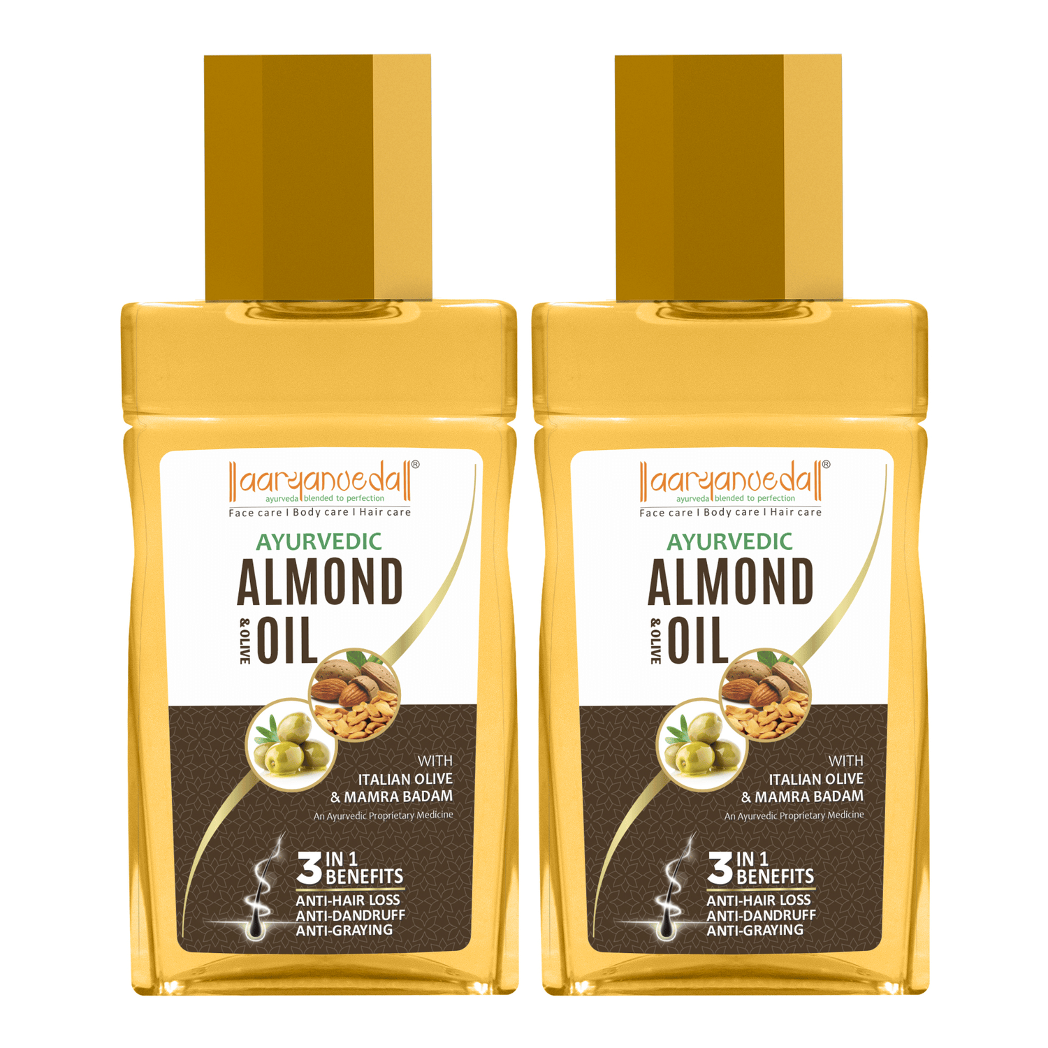 Aaryanveda Almond & Olive Hair Oil - Nourish, Strengthen & Revitalize Your Hair 200ml (Pack of 2)